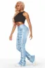 Raeven Light Blue Stacked Flare Jean sold by Rockstar Original