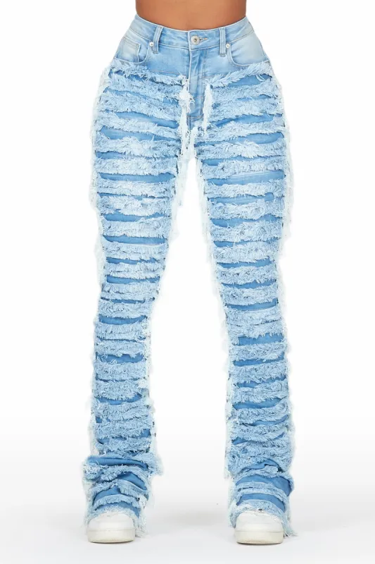 Raeven Light Blue Stacked Flare Jean sold by Rockstar Original