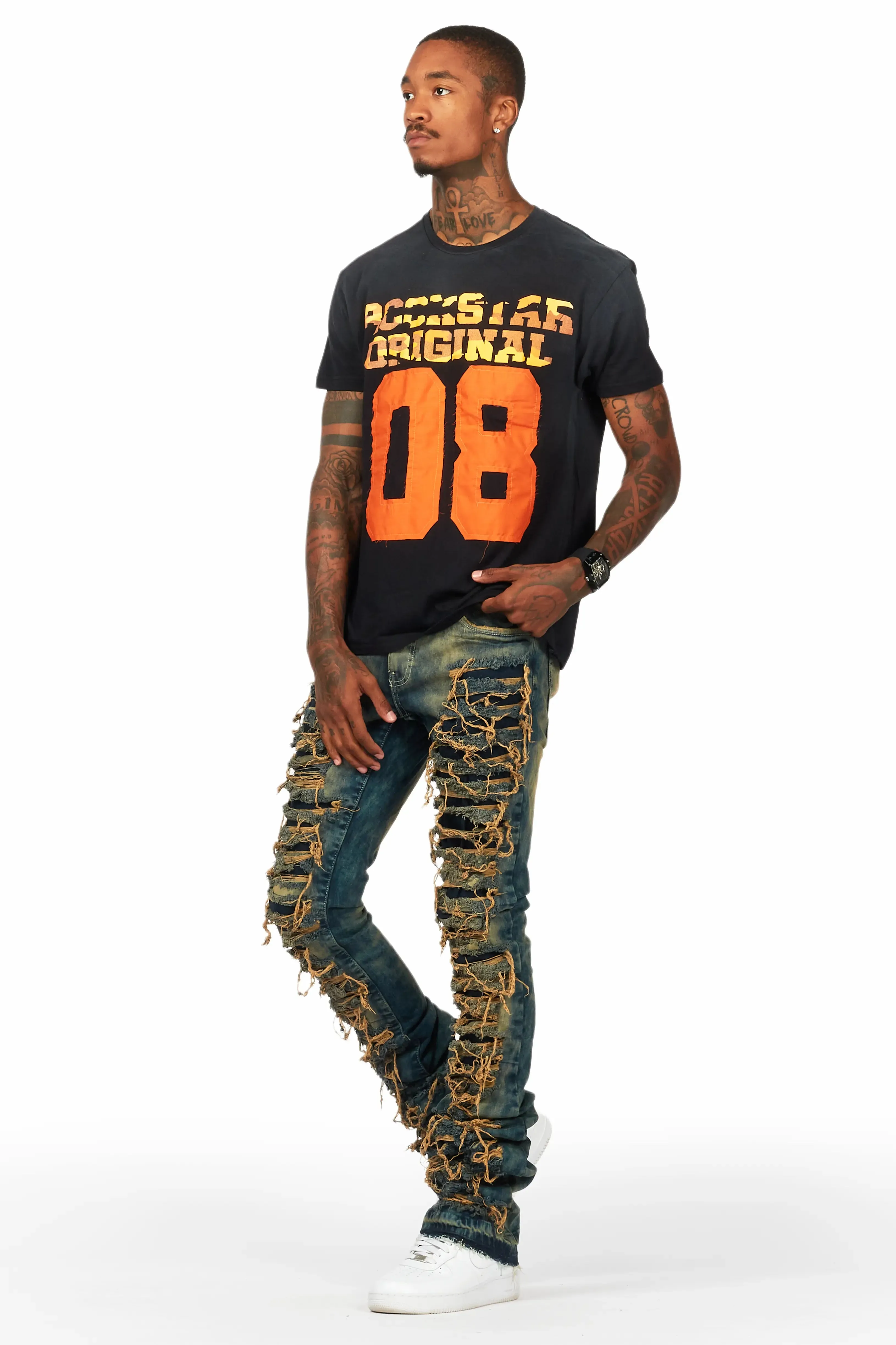 Cargan Black T-Shirt Stacked Flare Jean Bundle sold by Rockstar Original product image thumbnail 5