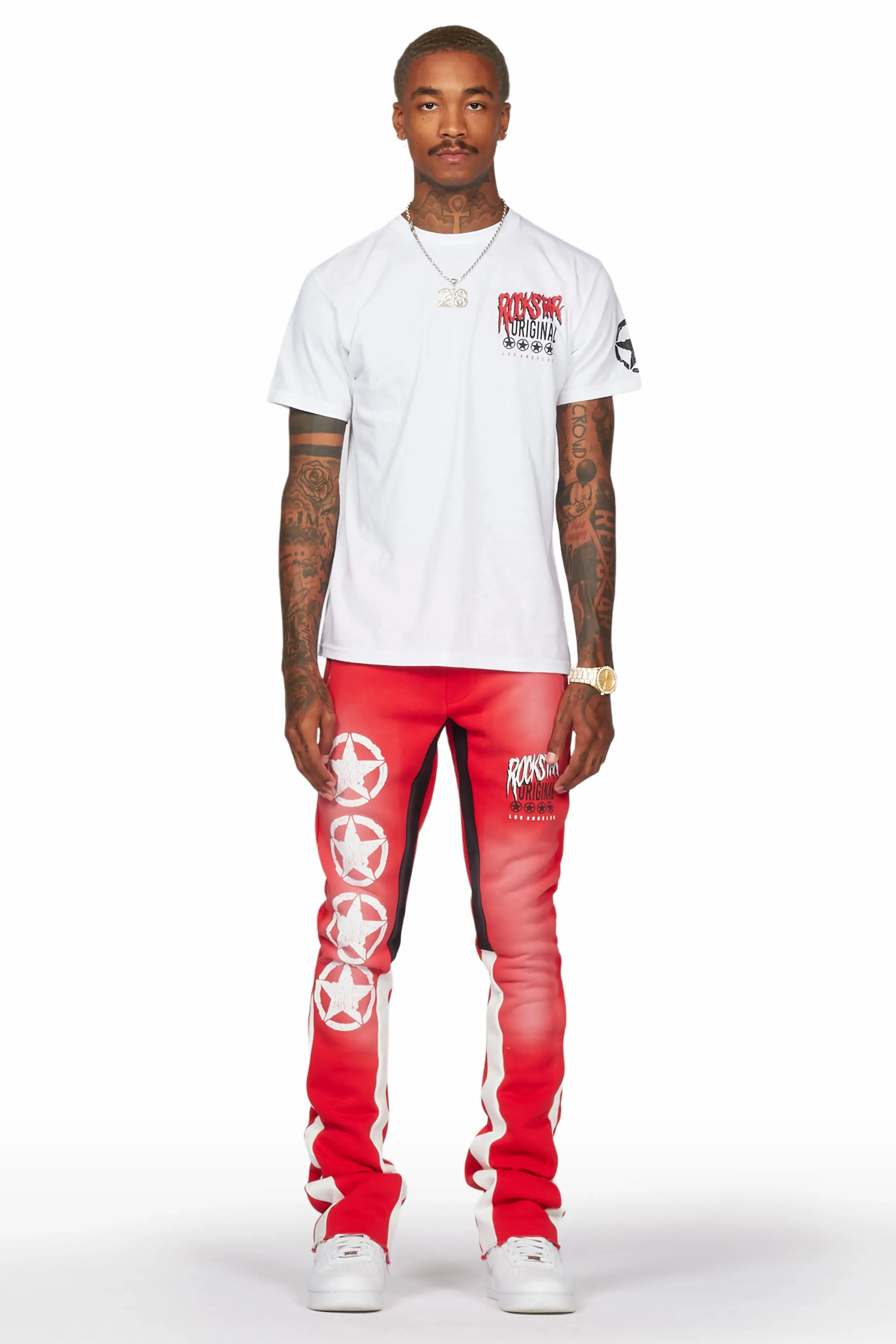 Wizzurd White/Red T-Shirt/Stacked Flare Pant Set sold by Rockstar Original product image thumbnail 2