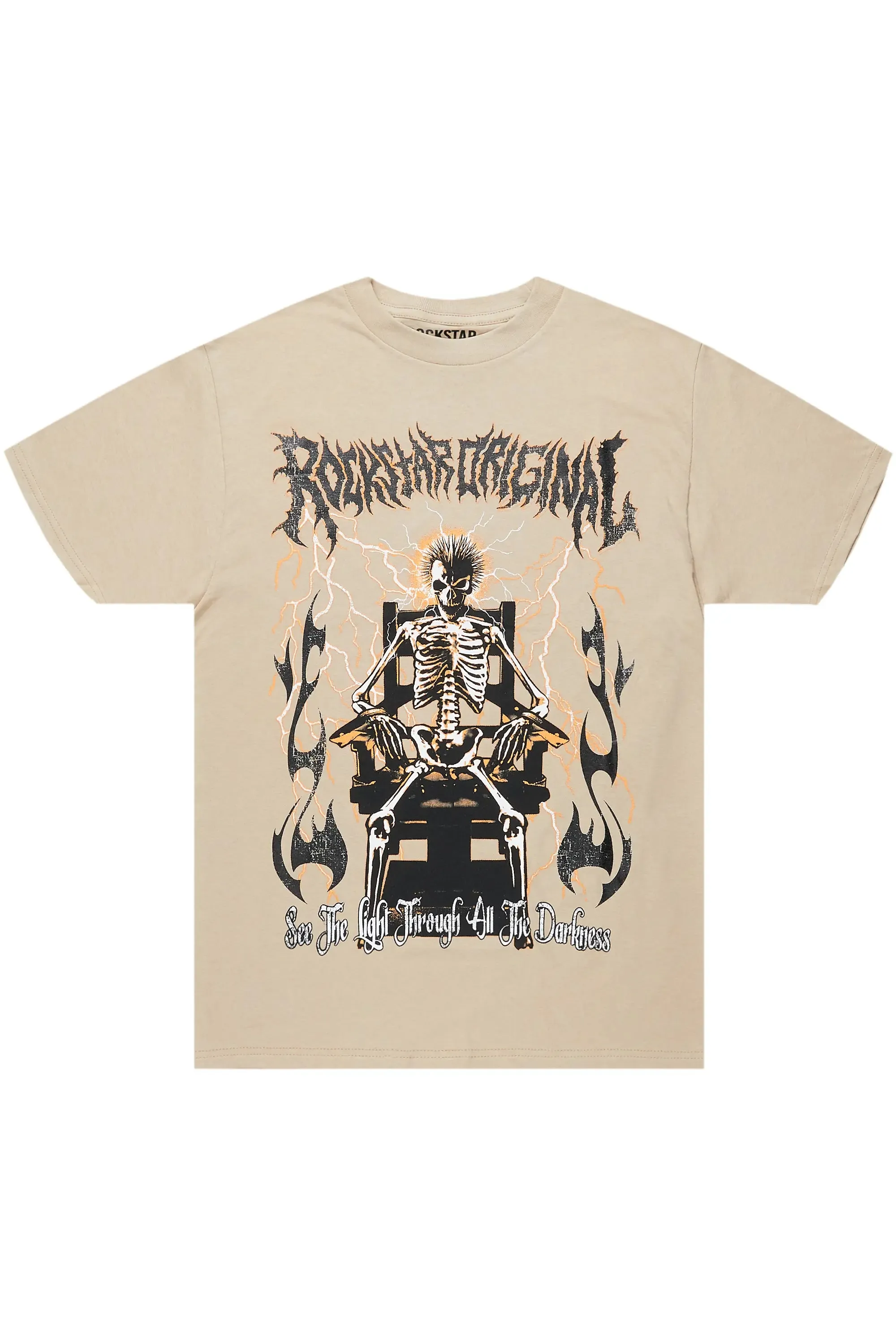 Deathrown Beige Graphic T-Shirt sold by Rockstar Original product image thumbnail 2