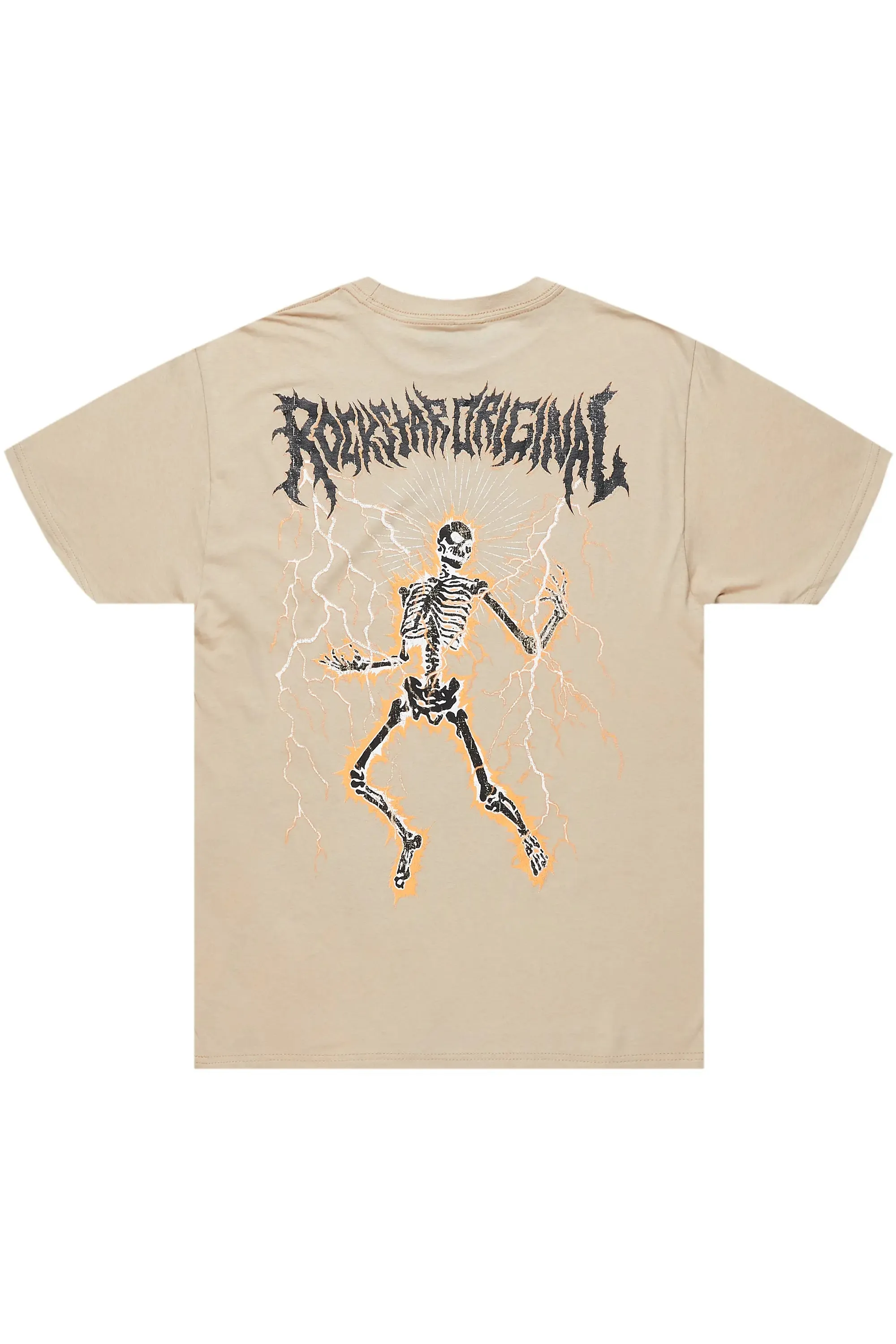 Deathrown Beige Graphic T-Shirt sold by Rockstar Original product image thumbnail 5