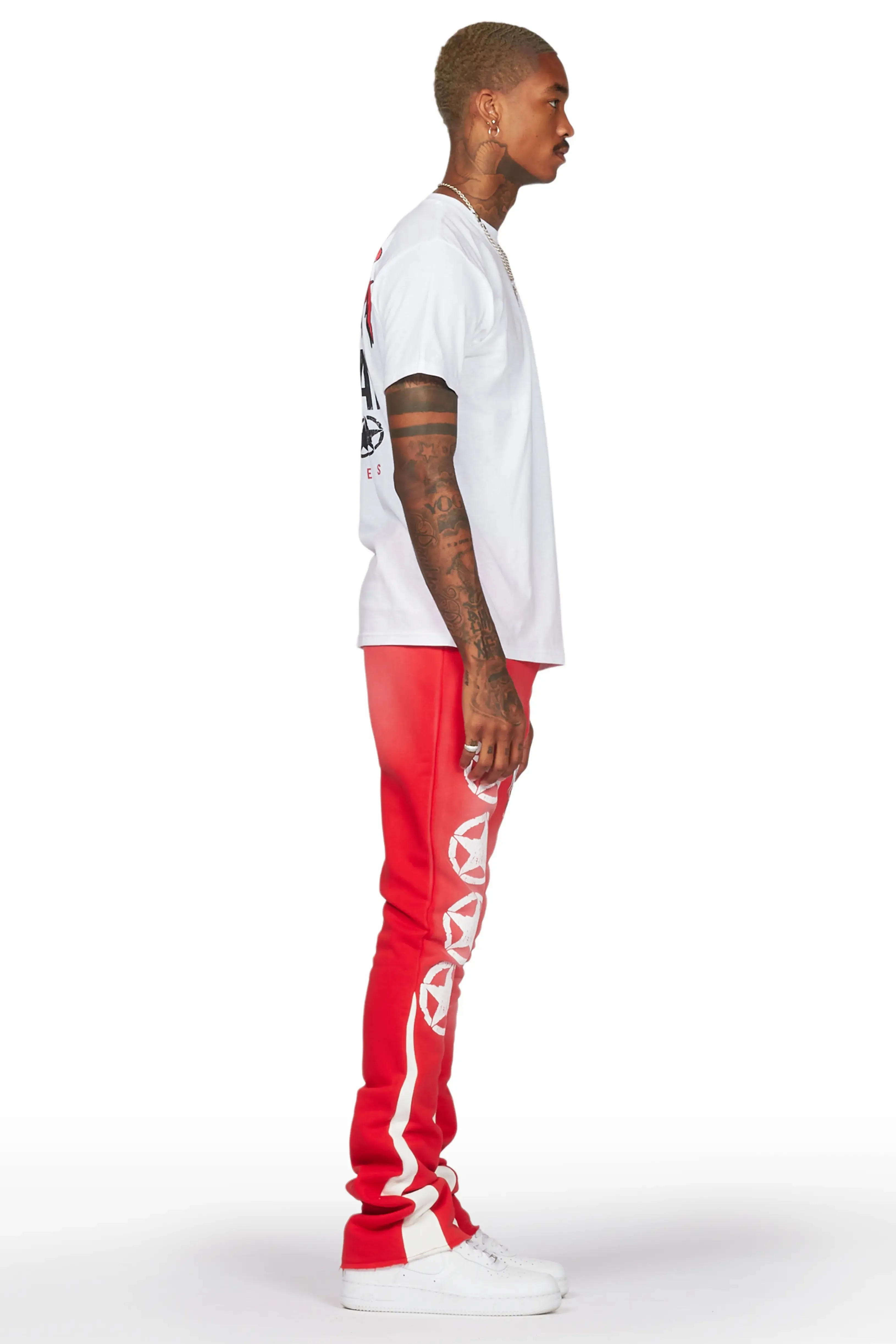 Wizzurd White/Red T-Shirt/Stacked Flare Pant Set sold by Rockstar Original product image thumbnail 4