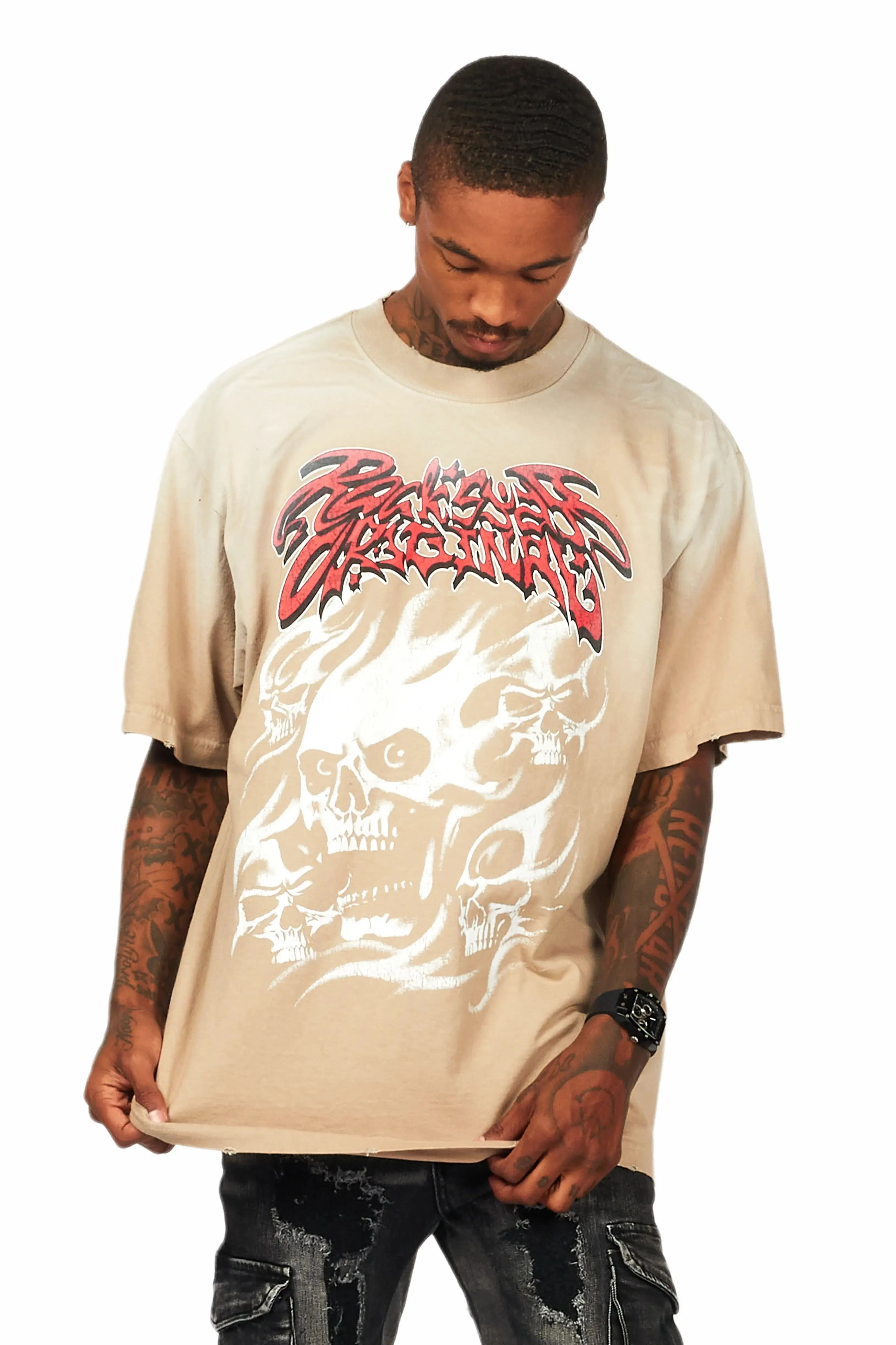 Tabby Beige Oversized Graphic T-Shirt sold by Rockstar Original product image thumbnail 3