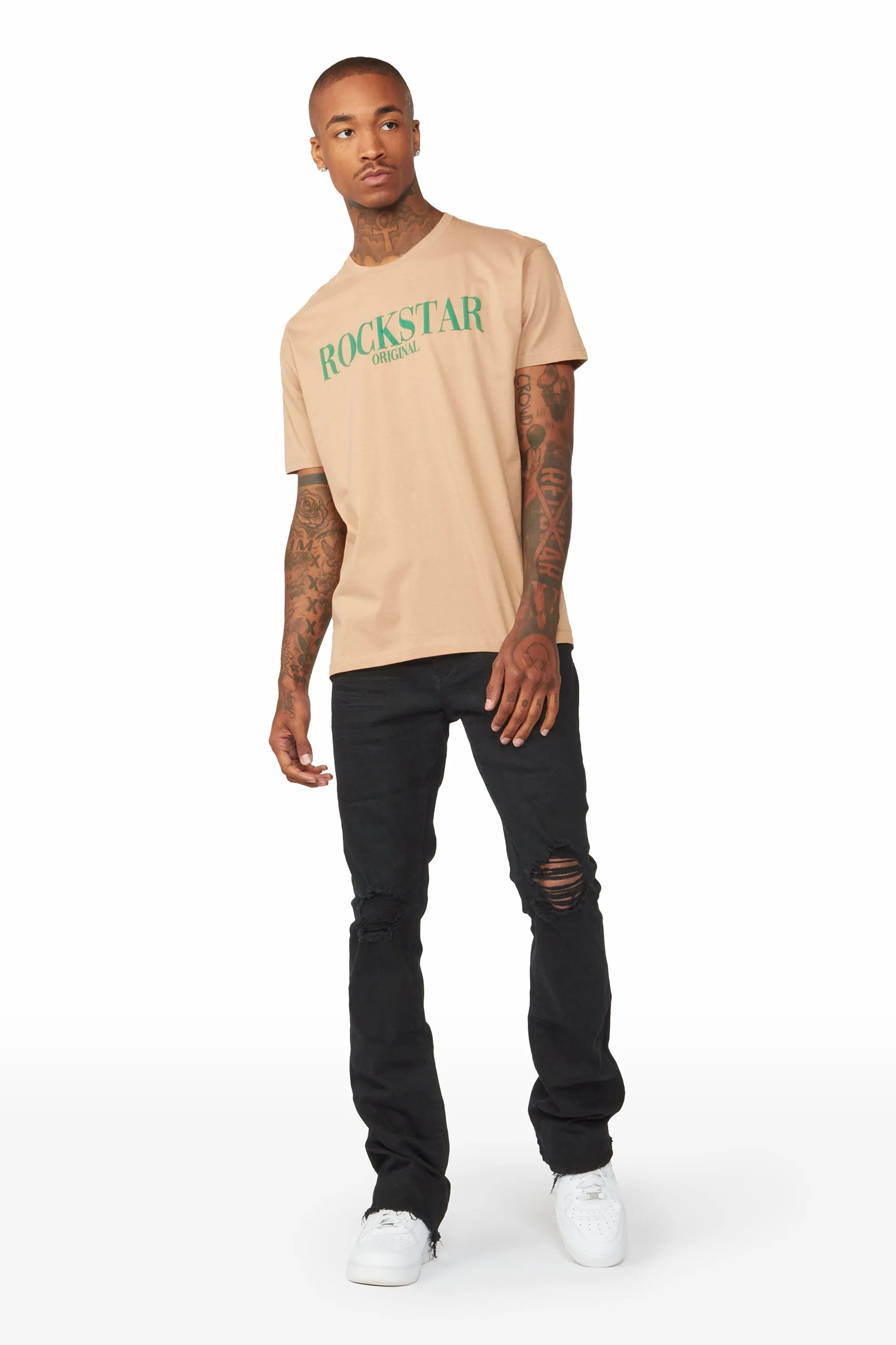 Octavio Printed T-Shirt-Beige/Green sold by Rockstar Original product image thumbnail 5