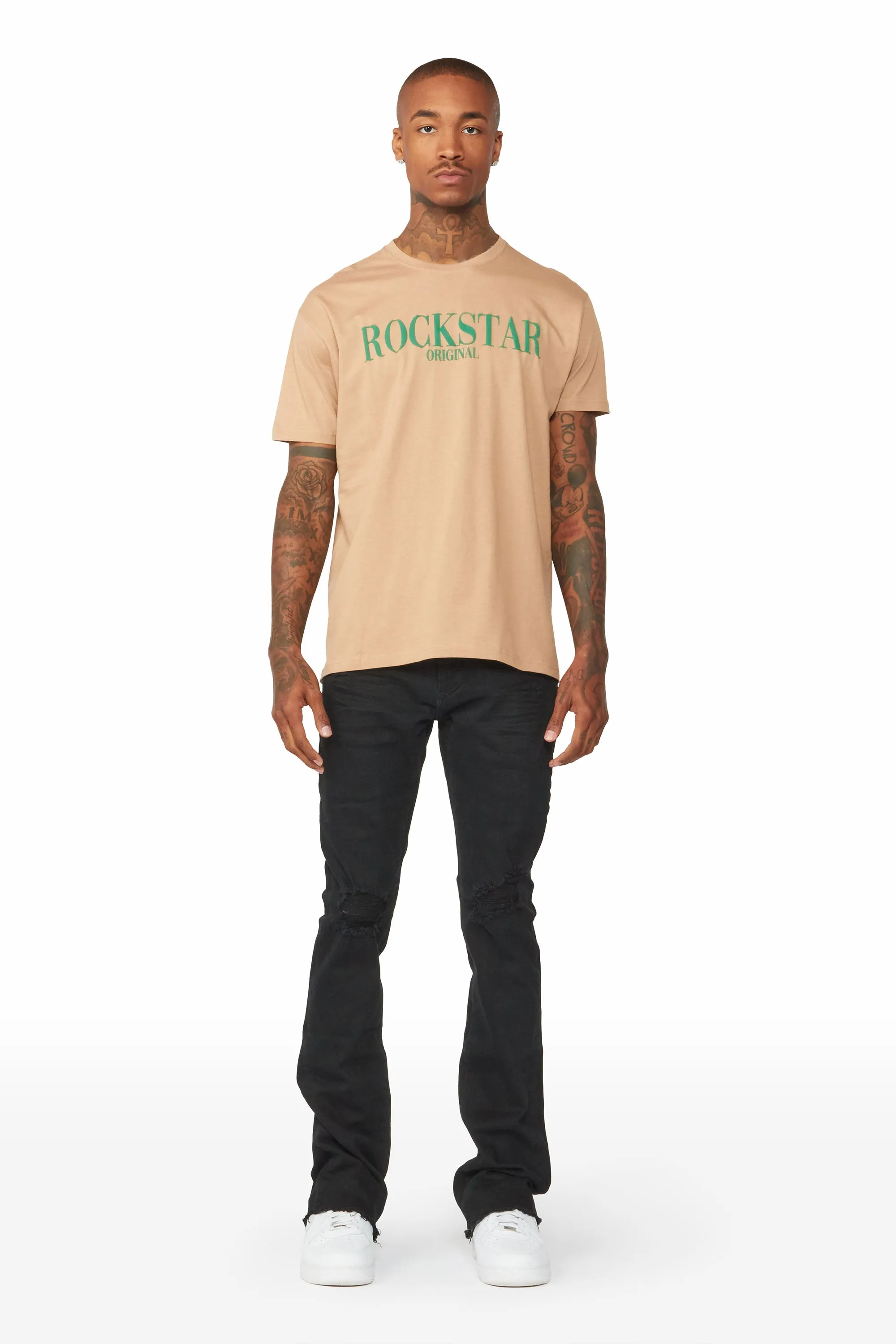 Octavio Printed T-Shirt-Beige/Green sold by Rockstar Original product image thumbnail 3
