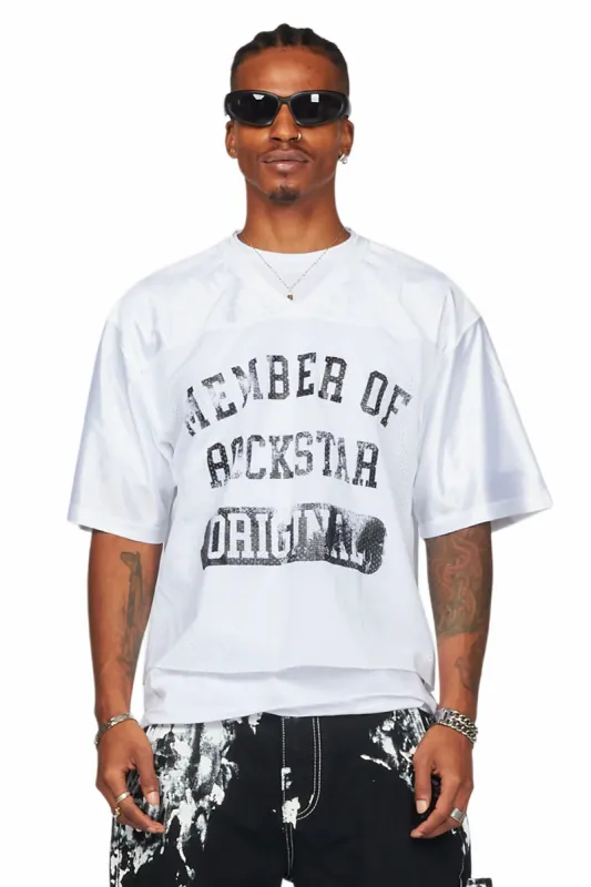 Danian White Graphic Mesh Jersey sold by Rockstar Original