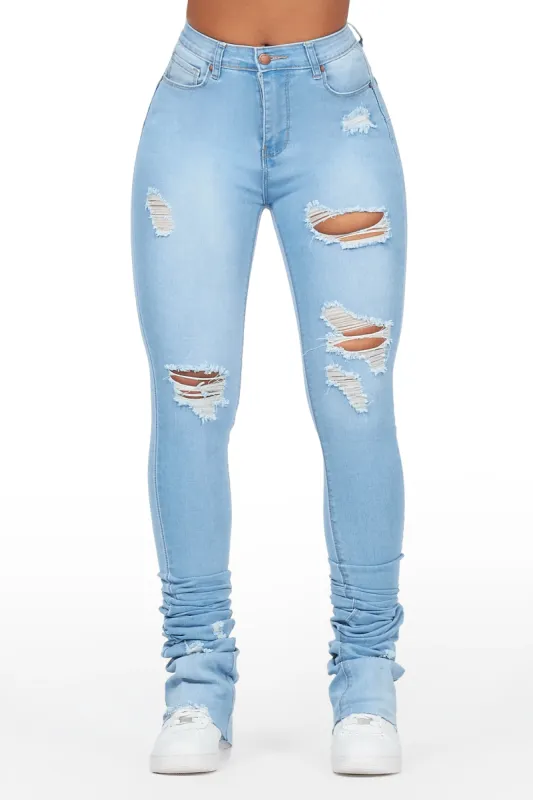 Timekia Light Wash Distressed Super Stacked Jean sold by Rockstar Original