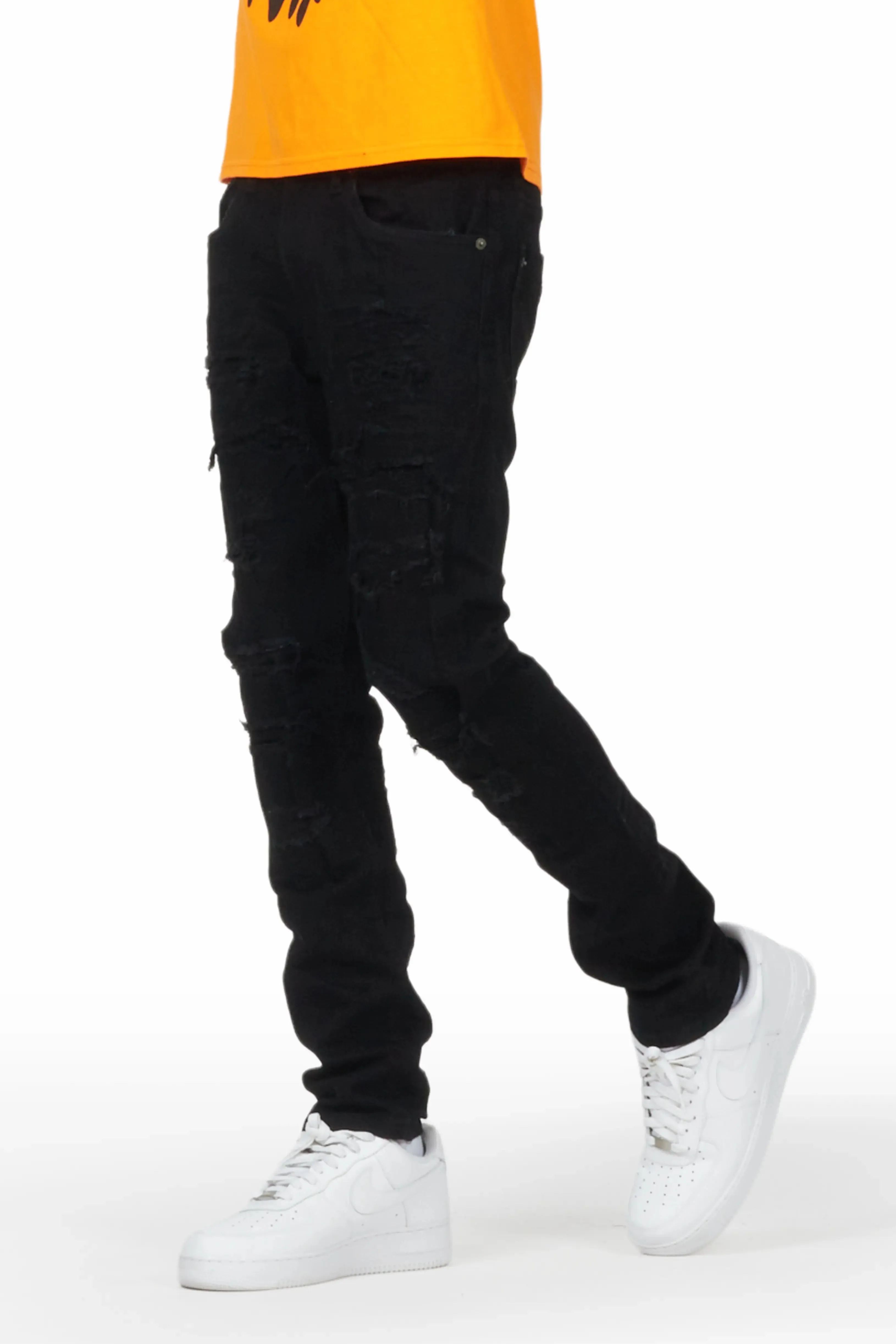 Gaines Black Ripped Slim Straight Jean sold by Rockstar Original