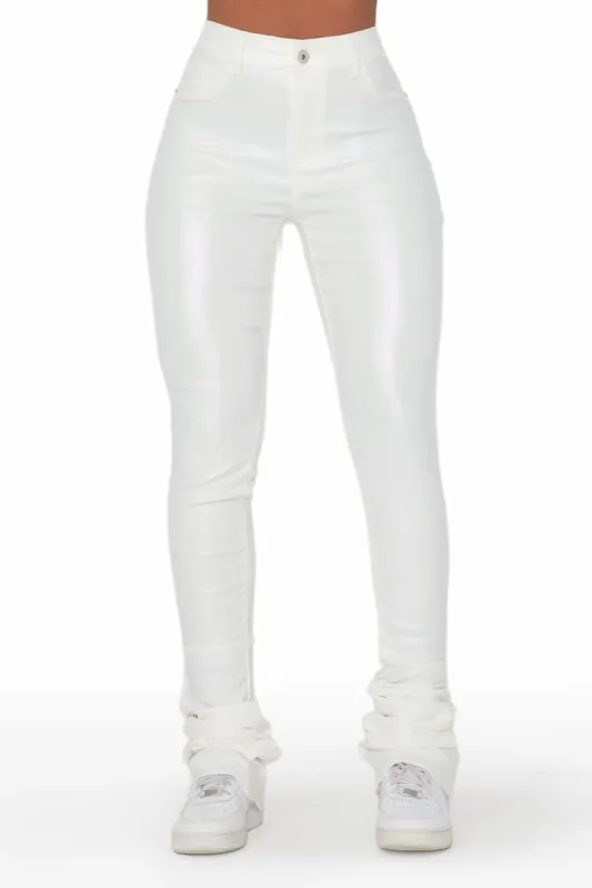 Zaniyah Metallic White PU Super Stacked Pant sold by Rockstar Original