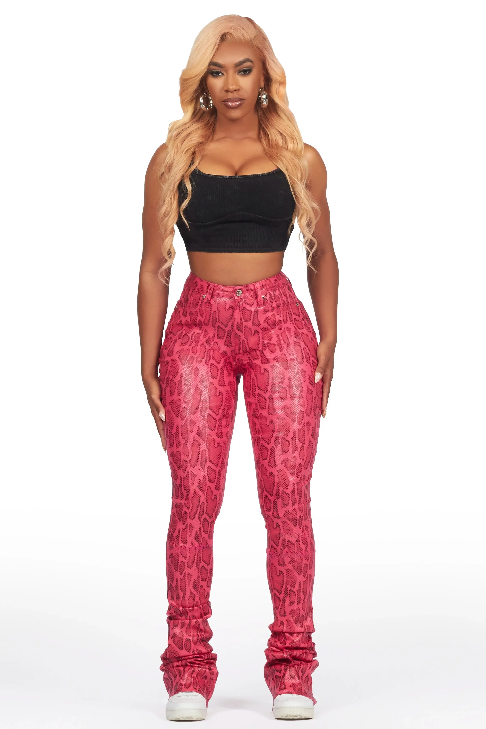 Neriah Pink Snake Super Stacked Pant sold by Rockstar Original product image thumbnail 2