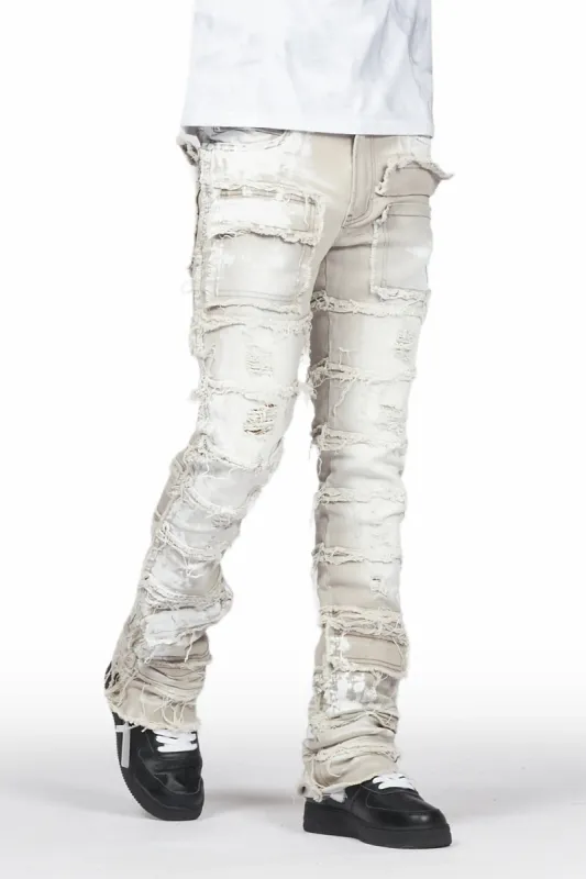 Garrick Grey Painter Stacked Flare Jean sold by Rockstar Original