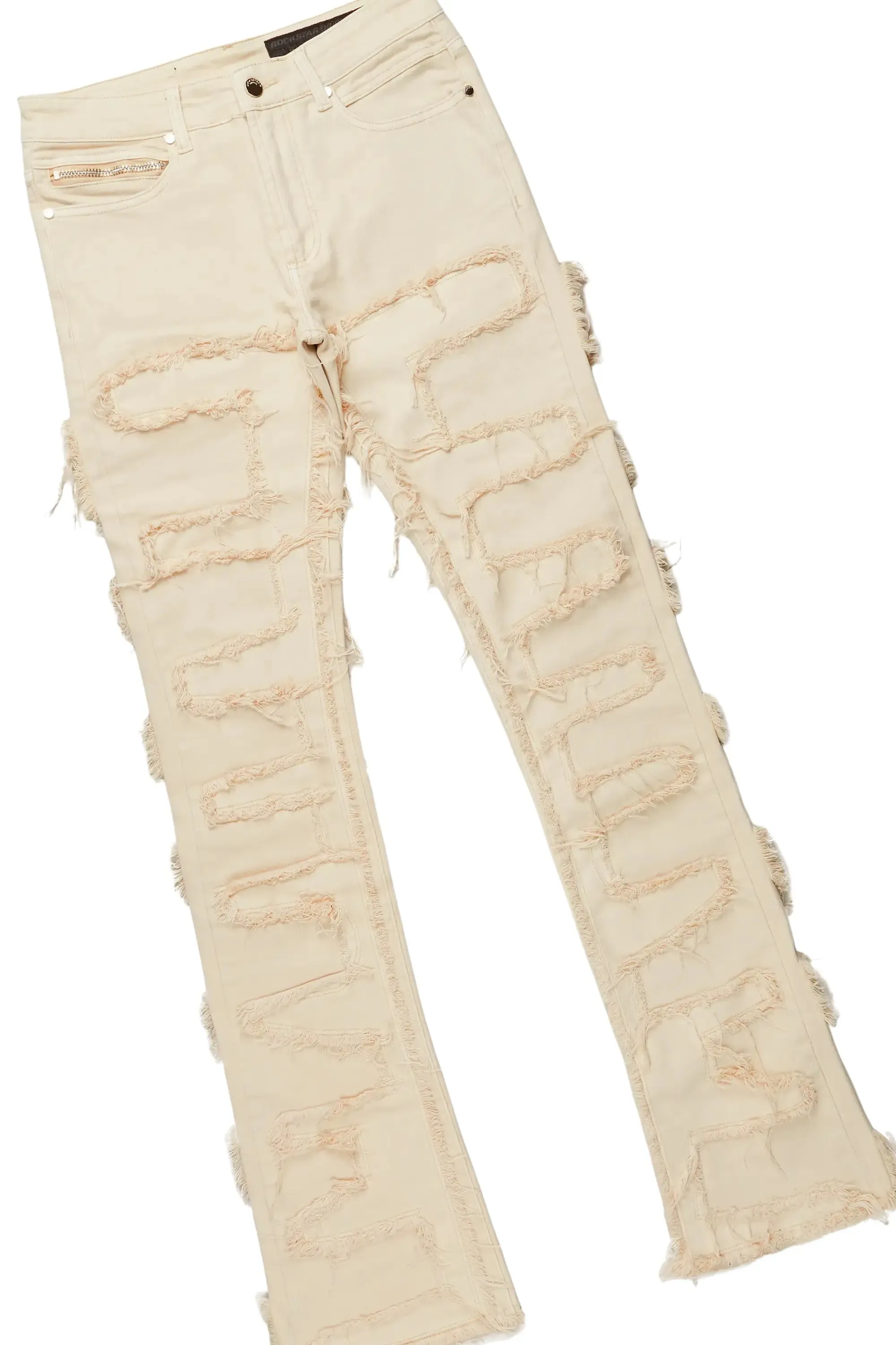 Lake White T-Shirt & Shake Beige Stacked Flare Jean Bundle sold by Rockstar Original product image thumbnail 4