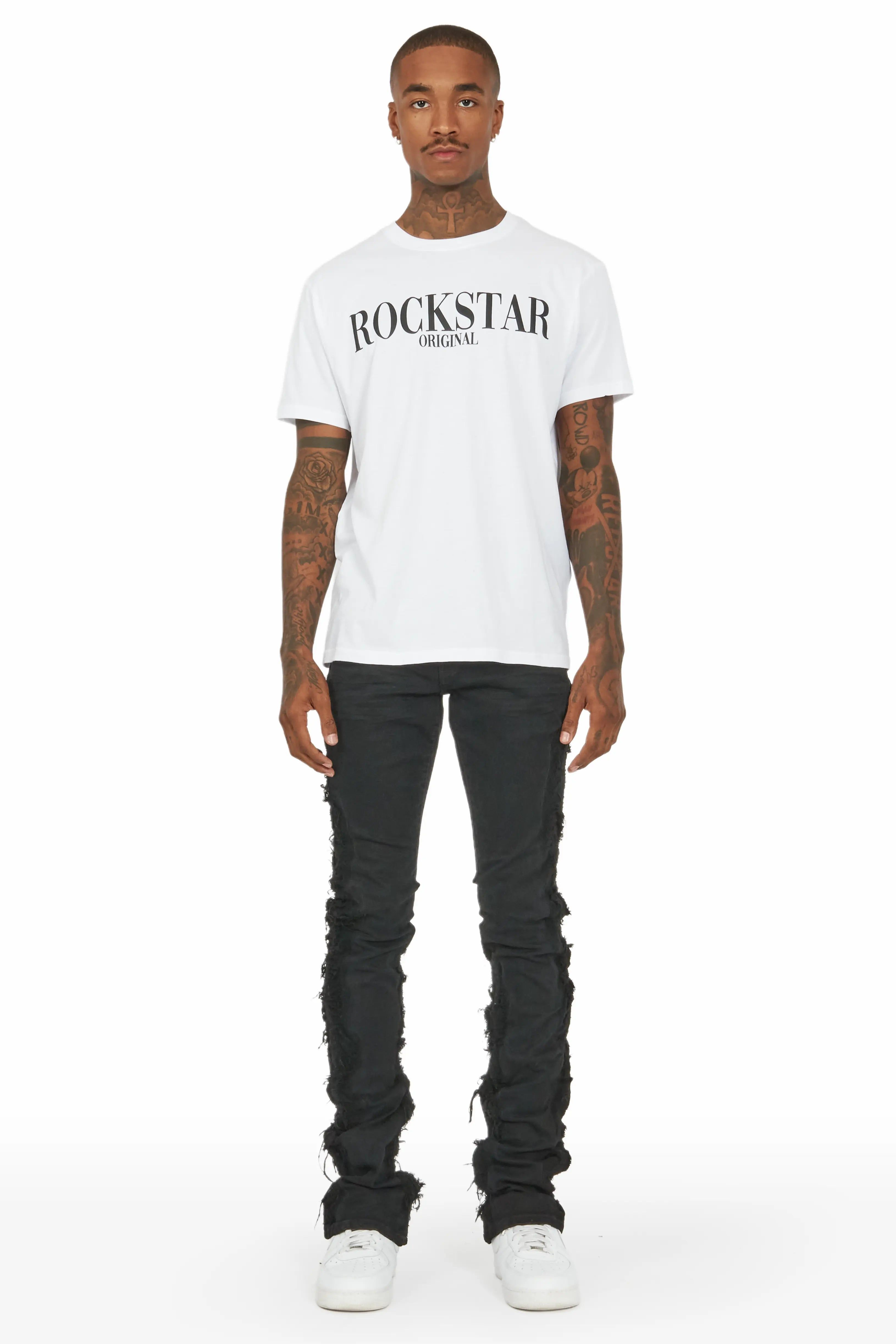 Spiro Jet Black Stacked Flare Jean sold by Rockstar Original product image thumbnail 2