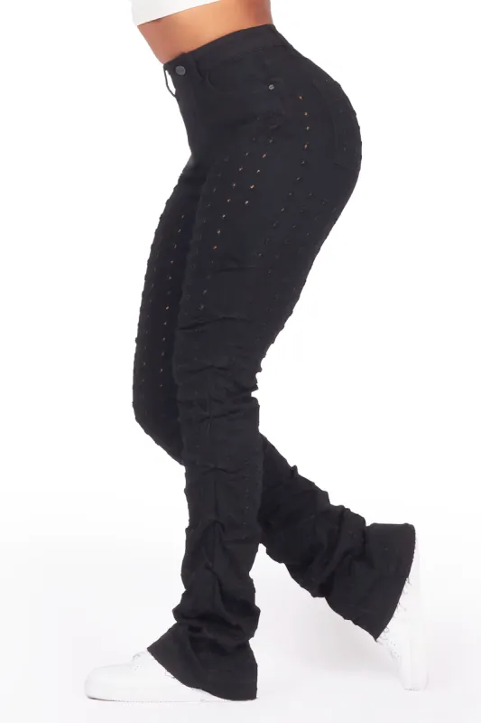 Valondra Black Stacked Flare Jean sold by Rockstar Original