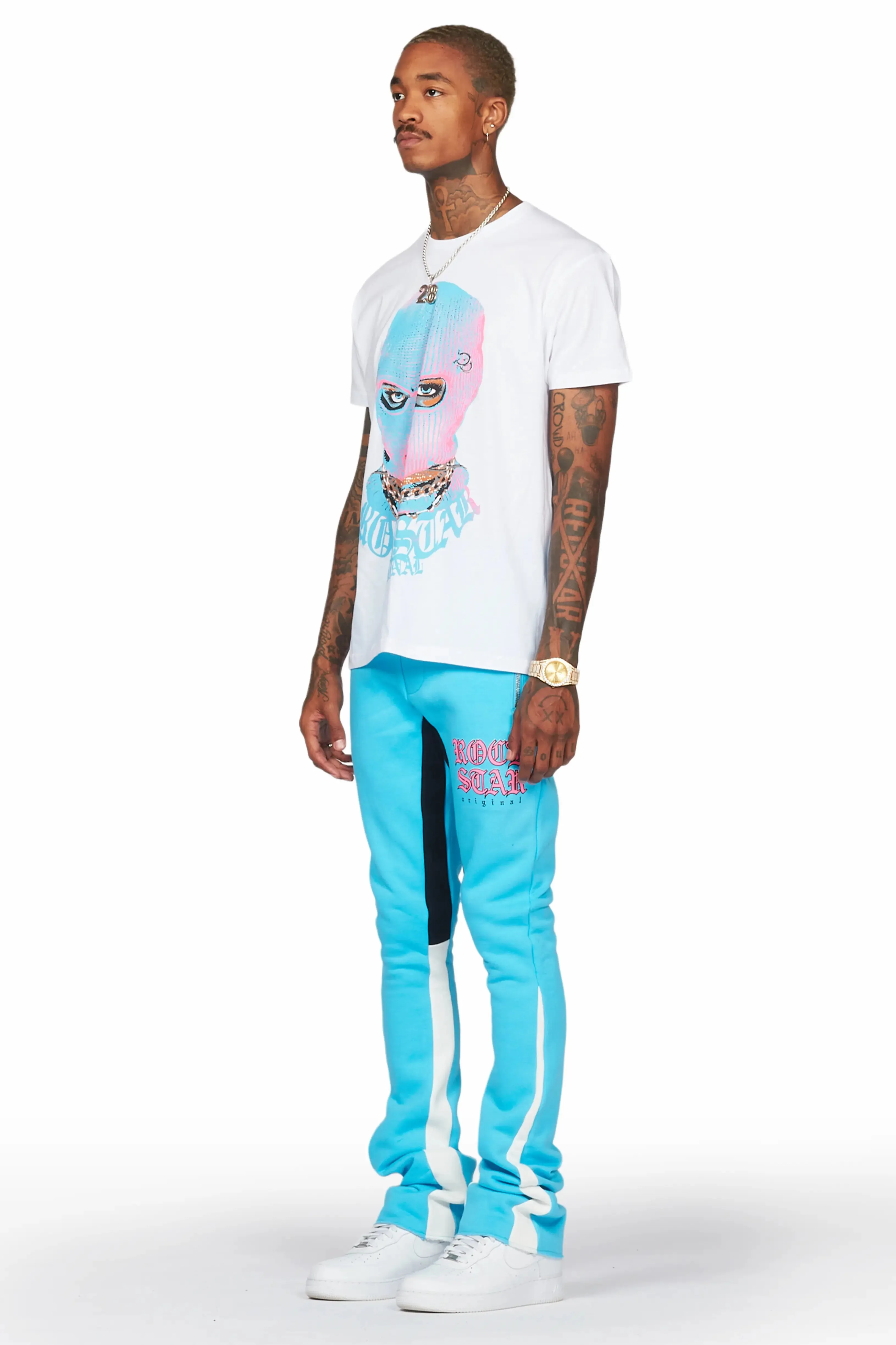 Murdra White/Blue T-Shirt/Stacked Flare Pant Set sold by Rockstar Original product image thumbnail 3