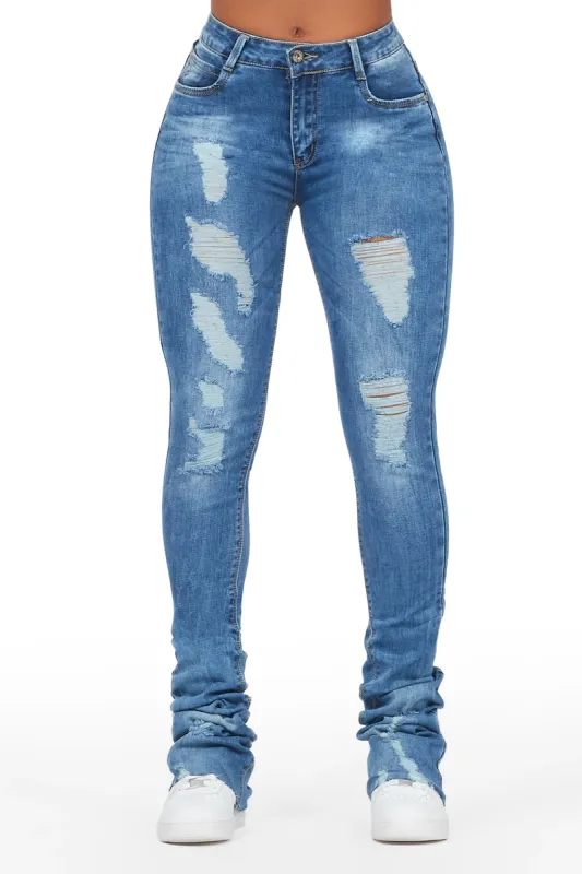 Chantez Med. Wash Distressed Super Stacked Jean sold by Rockstar Original