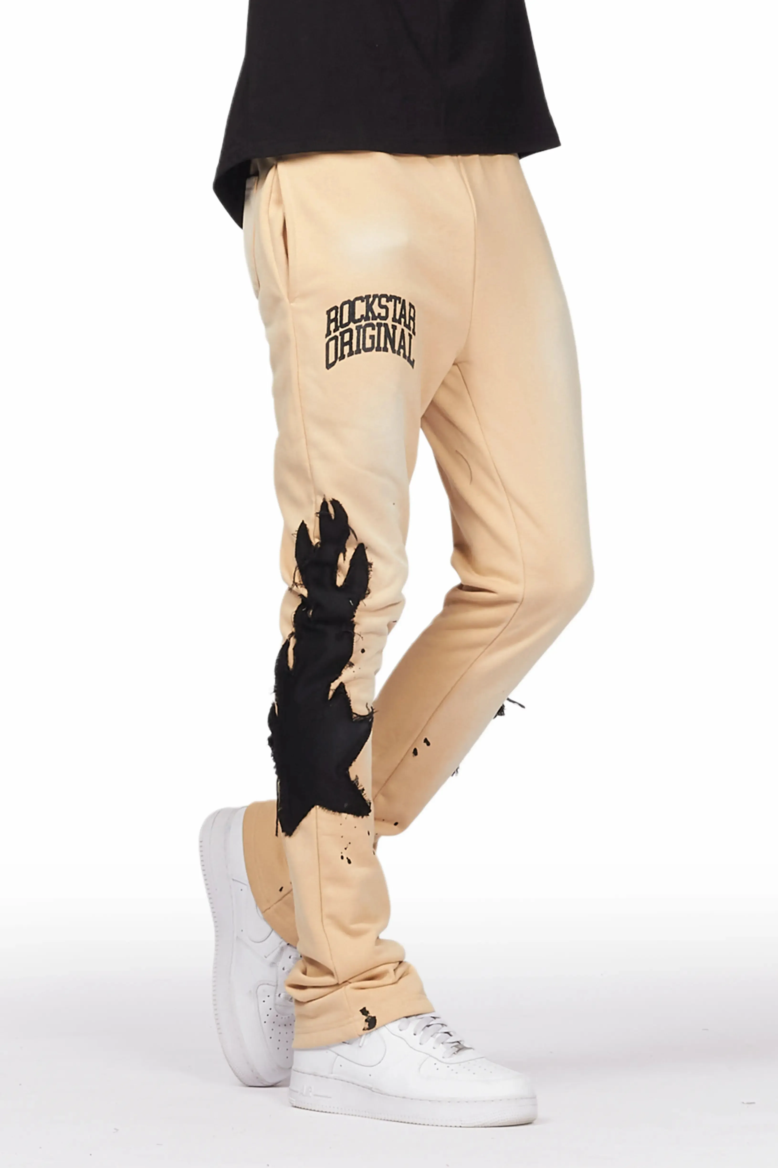 Lonny Beige Graphic Stacked Flare Pant sold by Rockstar Original