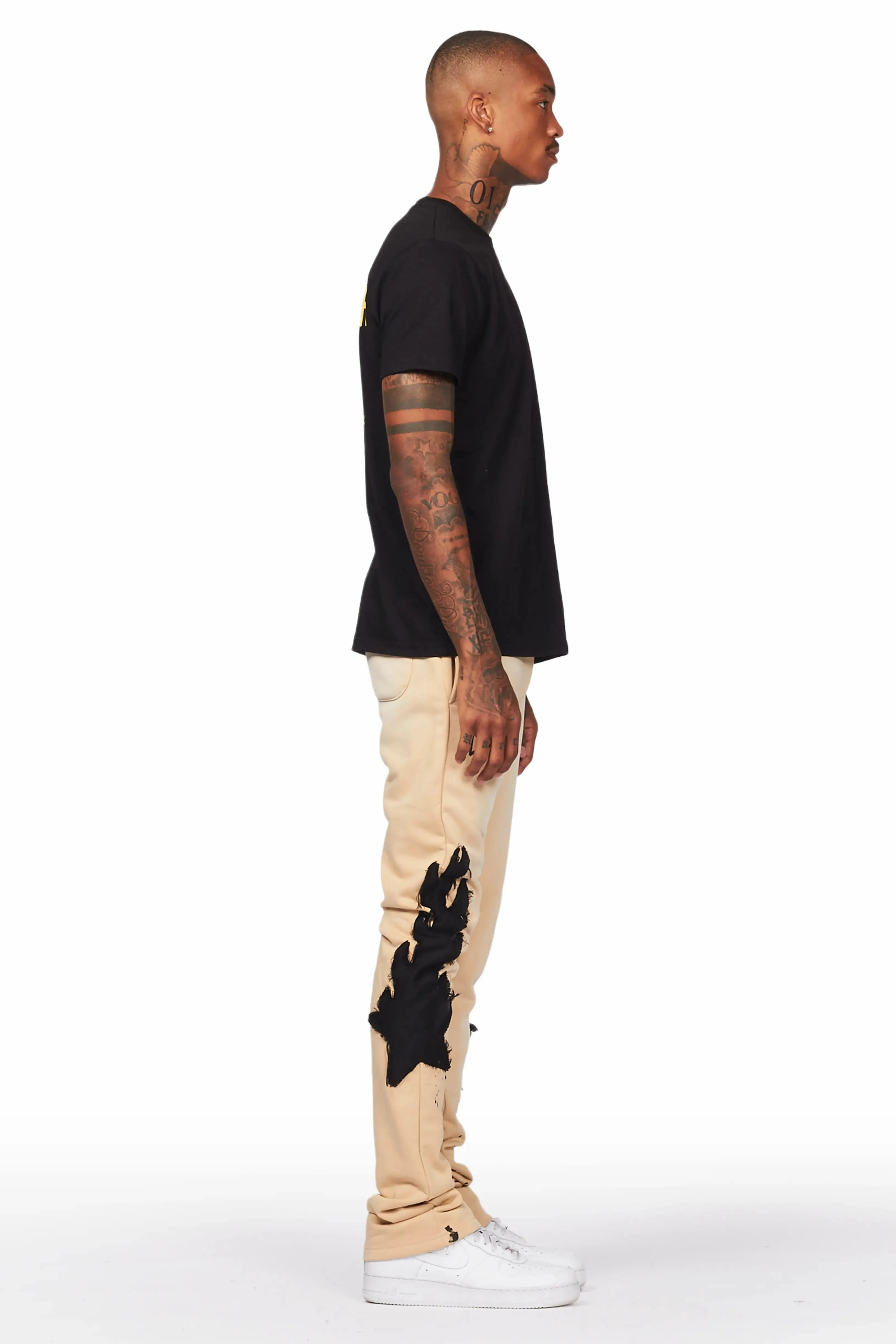 Lonny Beige Graphic Stacked Flare Pant sold by Rockstar Original product image thumbnail 4