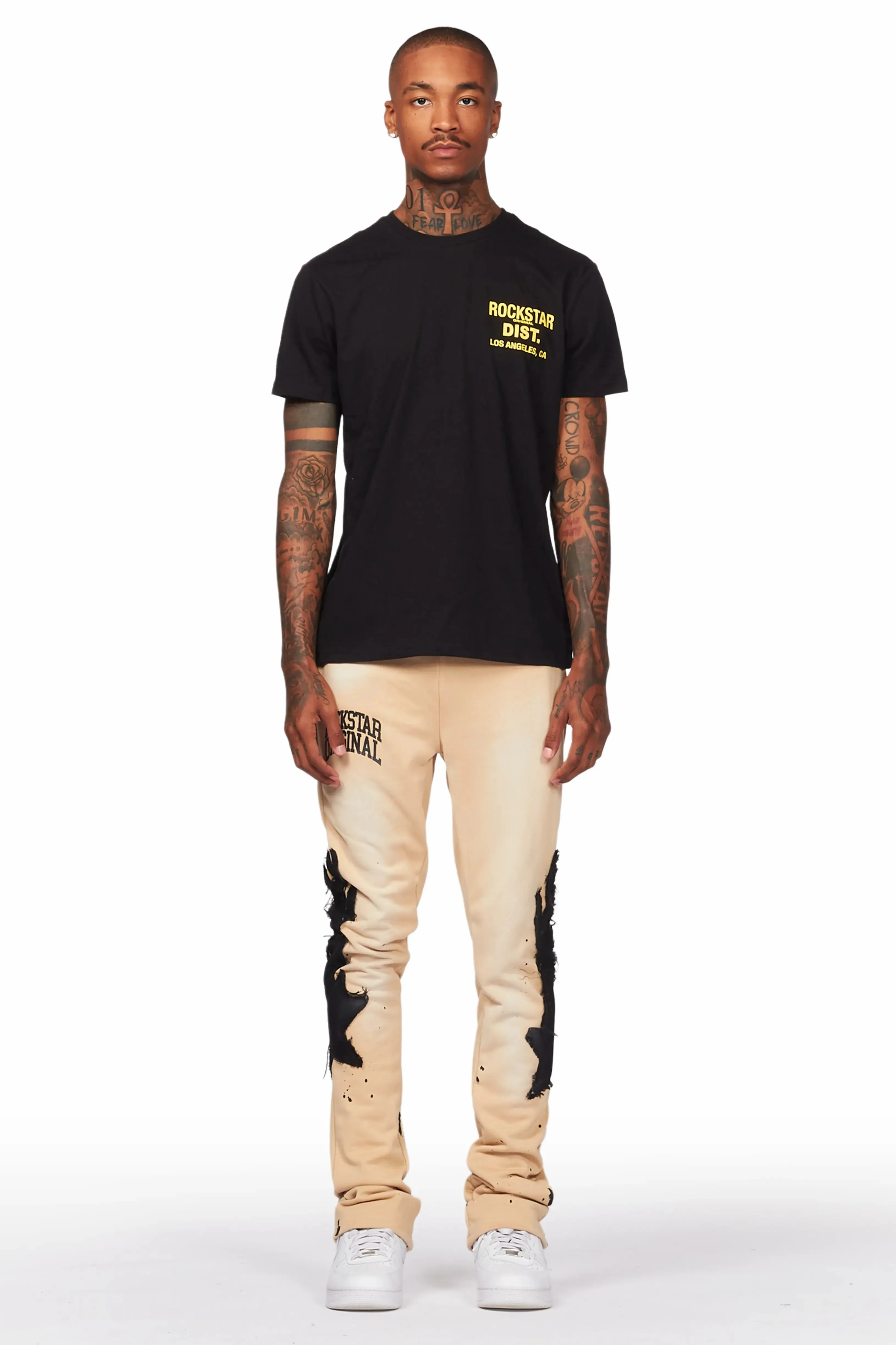 Lonny Beige Graphic Stacked Flare Pant sold by Rockstar Original product image thumbnail 3