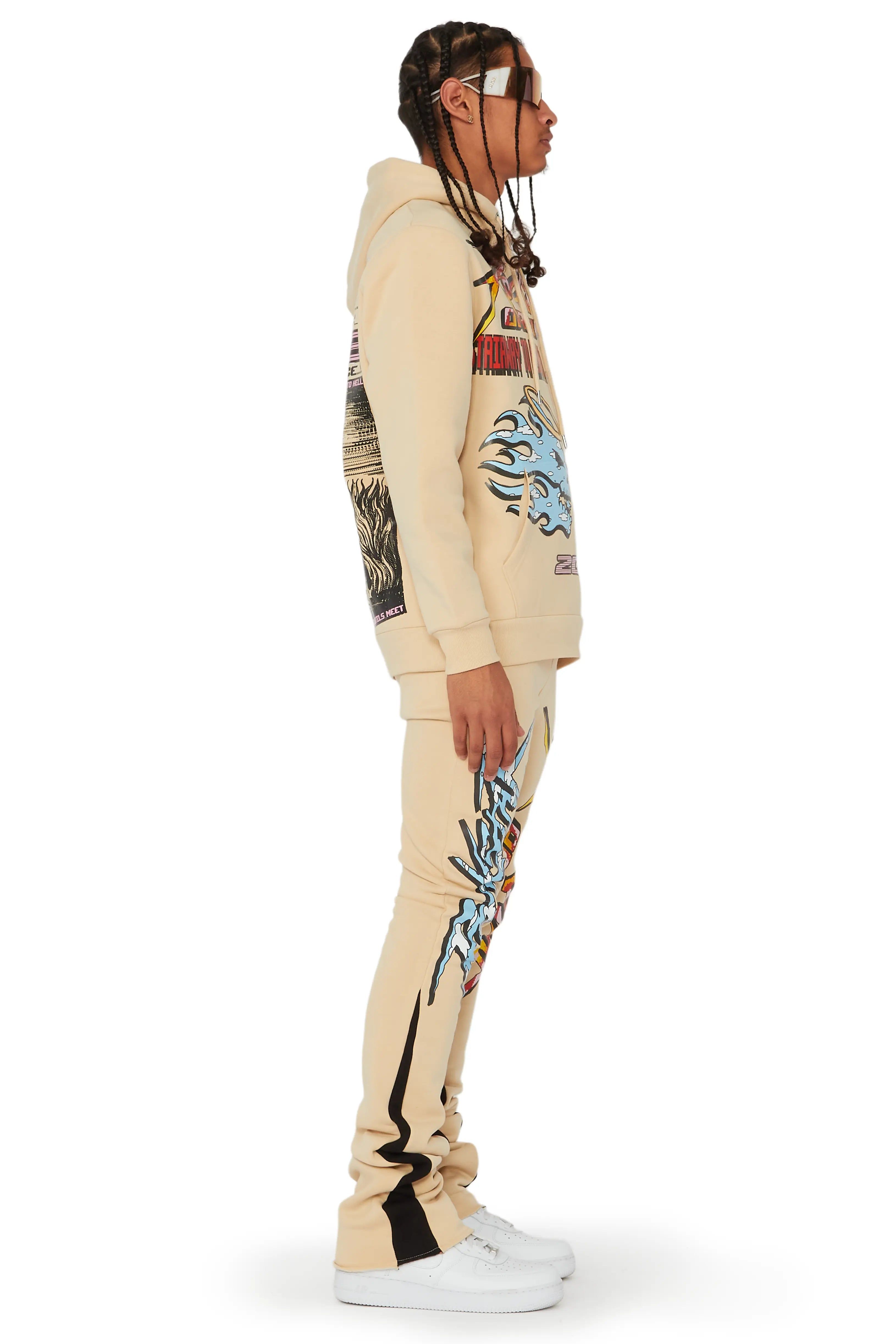 Sky Beige/Black Stacked Flare Pant Set sold by Rockstar Original product image thumbnail 2