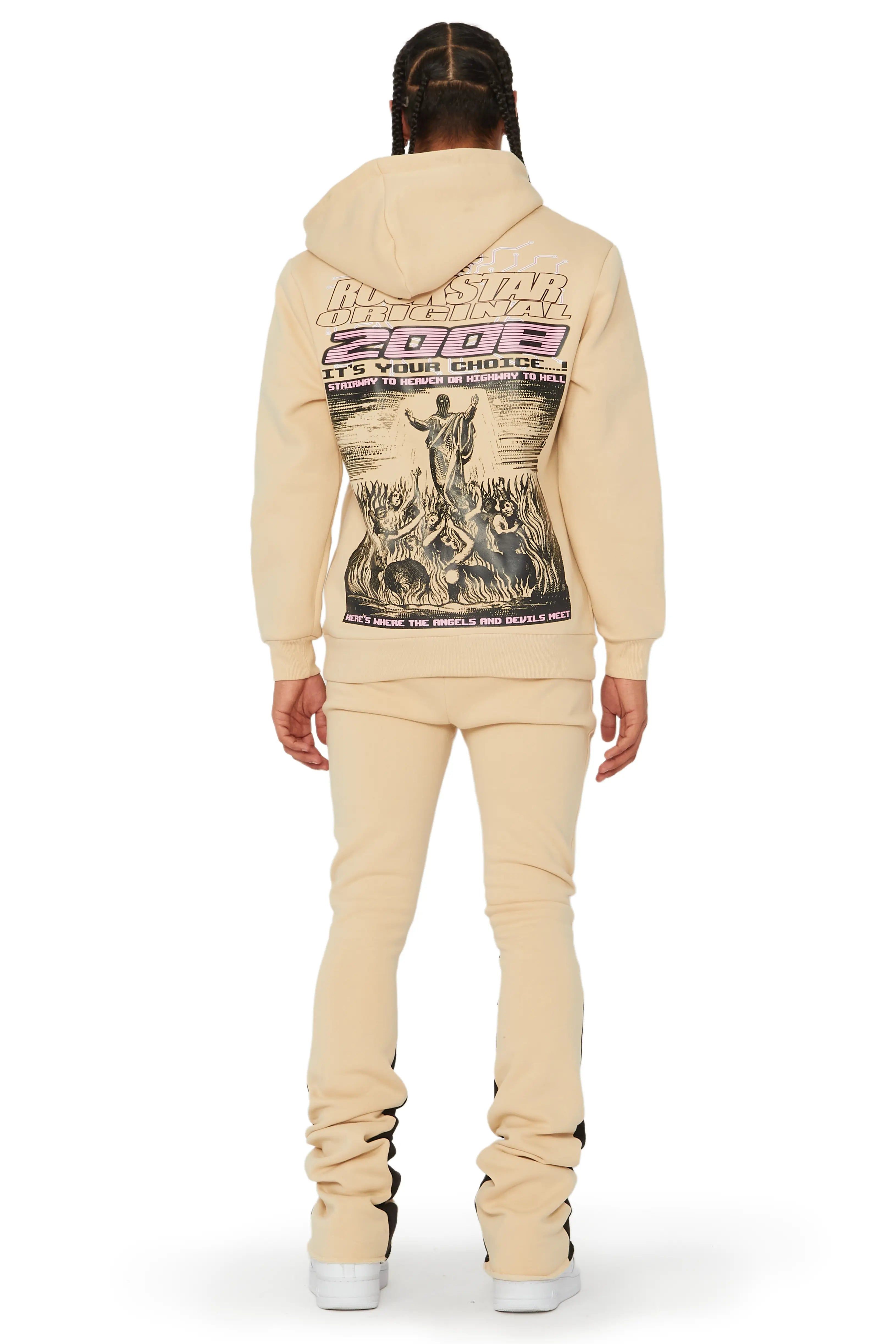 Sky Beige/Black Stacked Flare Pant Set sold by Rockstar Original product image thumbnail 3