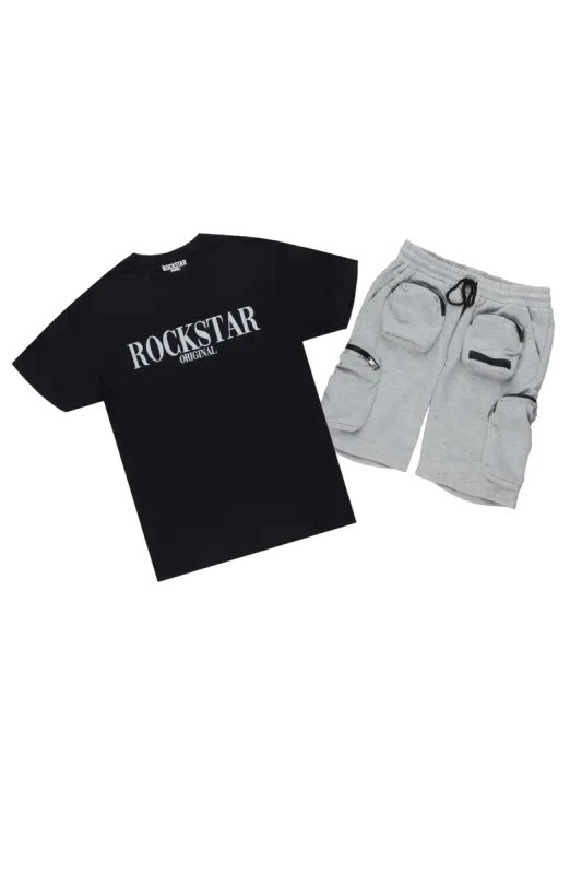 Octavio Black/Grey T-Shirt Cargo Short Set sold by Rockstar Original