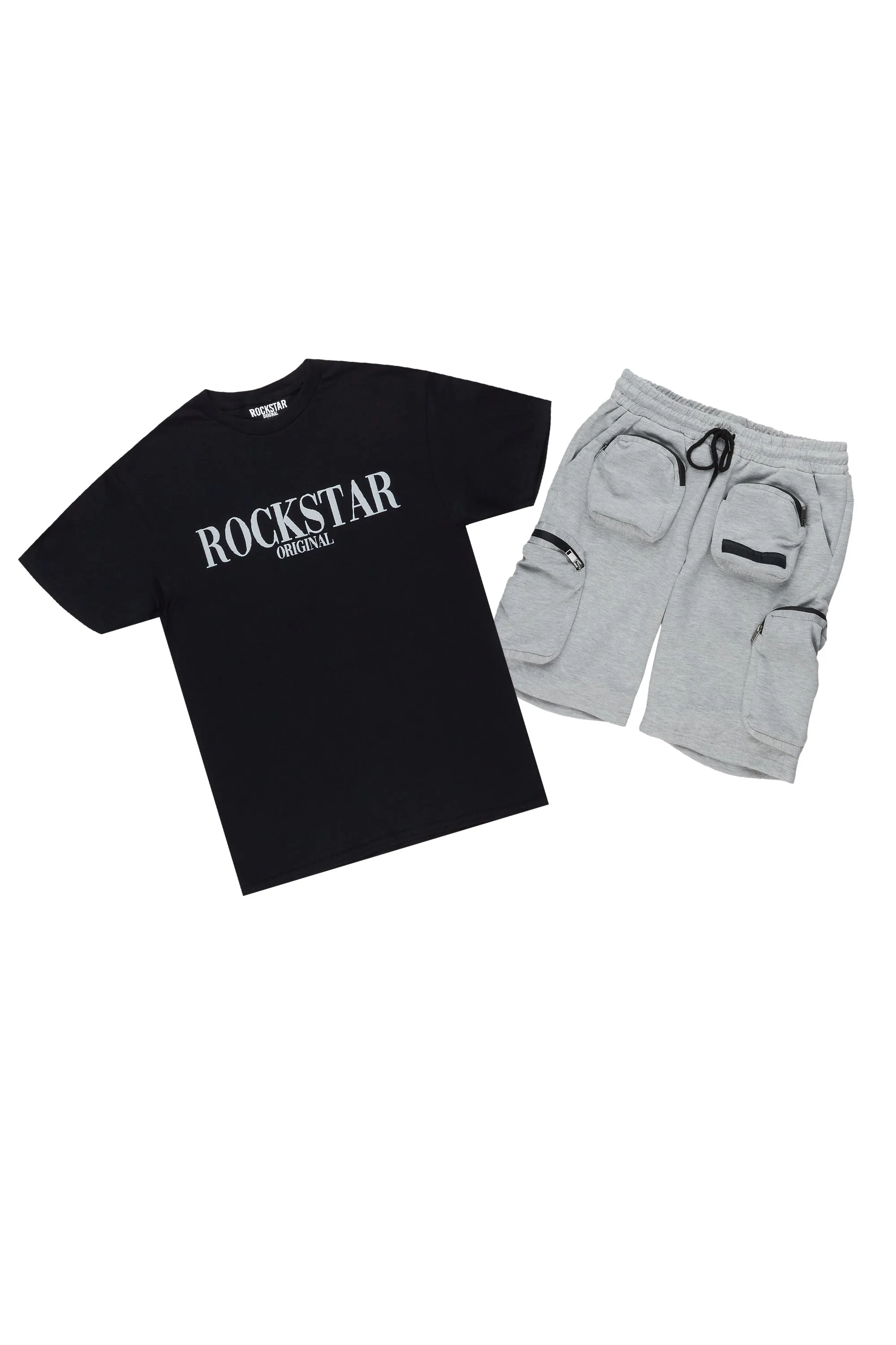 Octavio Black/Grey T-Shirt Cargo Short Set sold by Rockstar Original