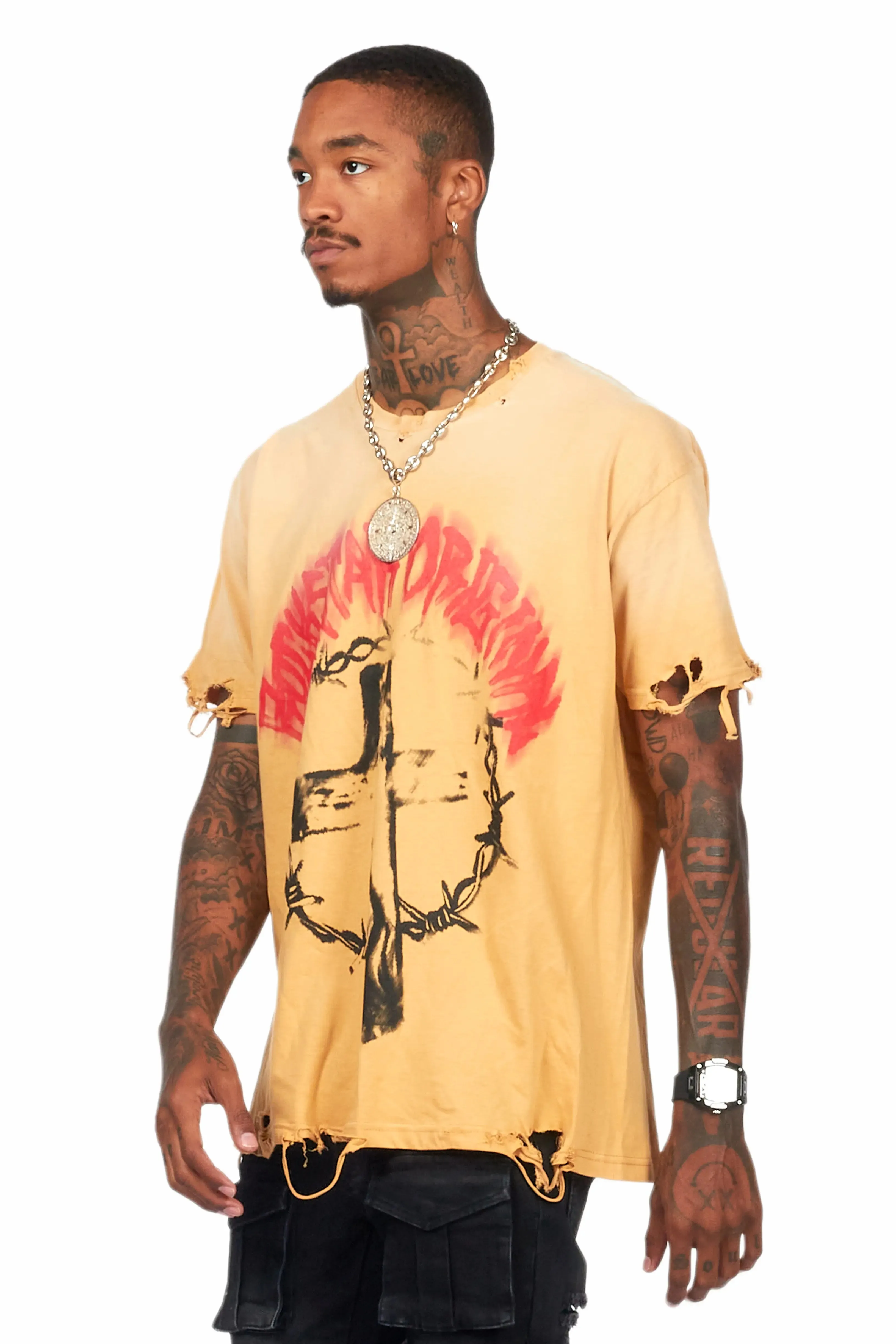 Moira Beige Oversized Graphic T-Shirt sold by Rockstar Original product image thumbnail 4