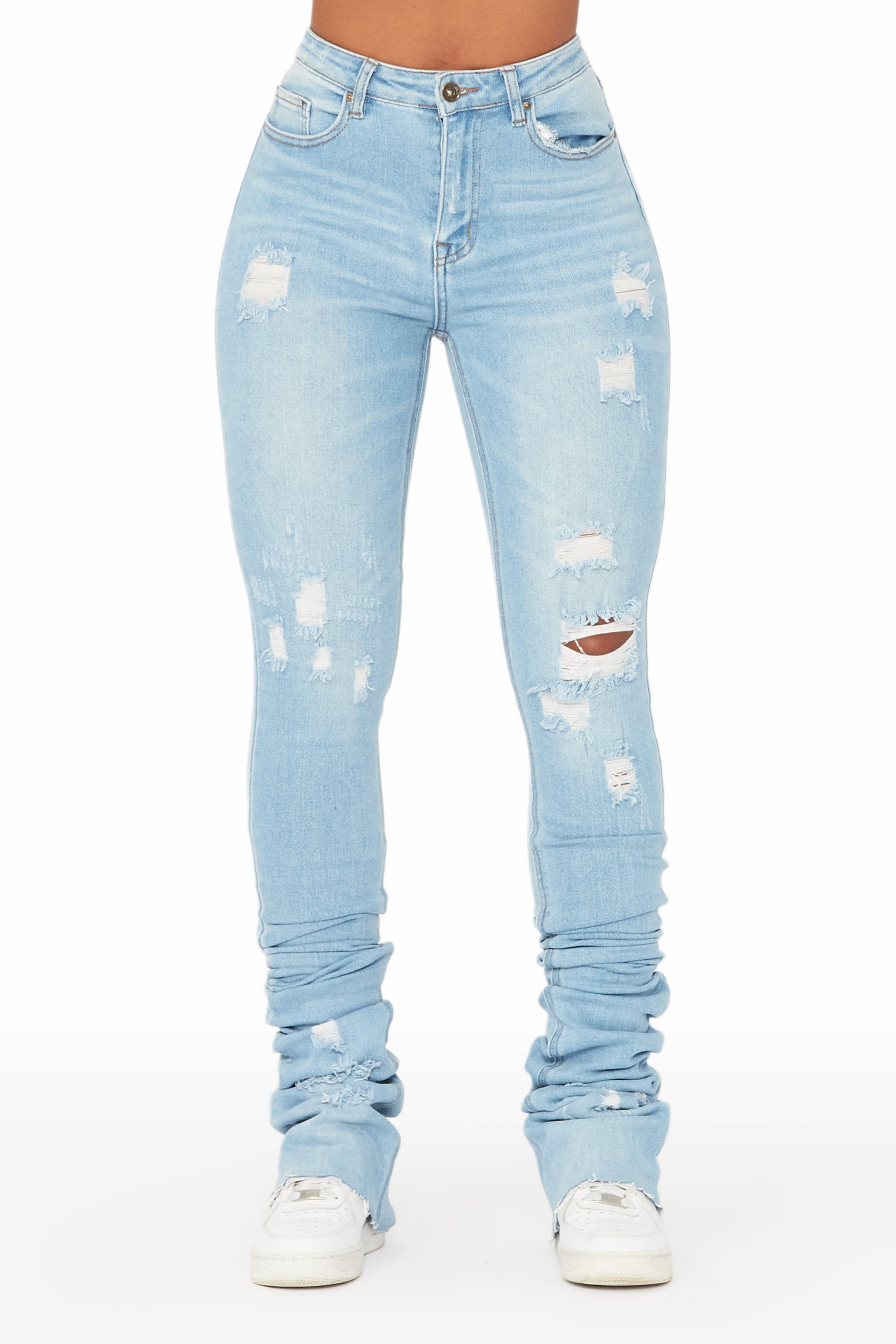 Samire Light Wash Distressed Super Stacked Jean sold by Rockstar Original product image thumbnail 4
