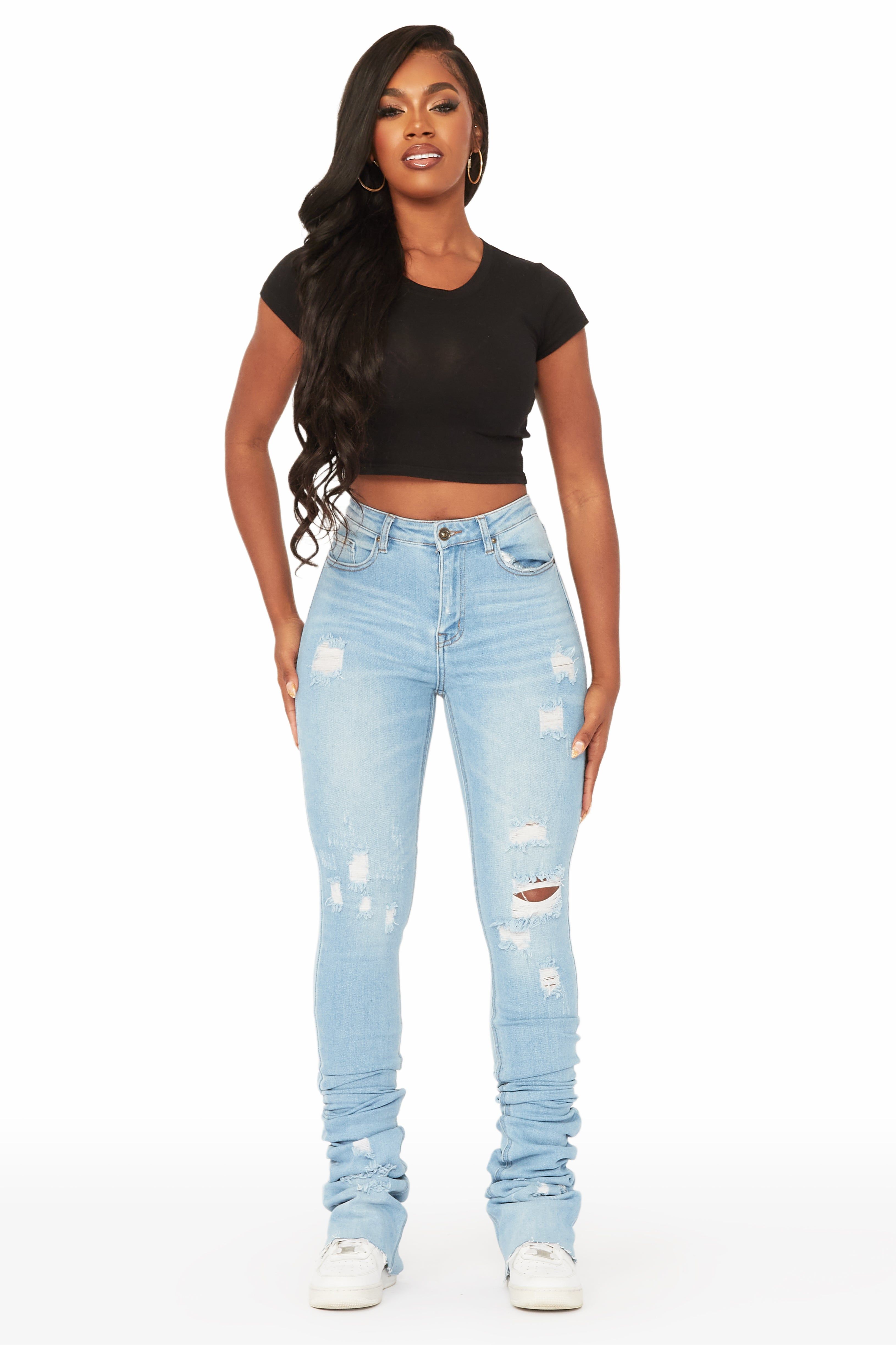 Samire Light Wash Distressed Super Stacked Jean sold by Rockstar Original product image thumbnail 2