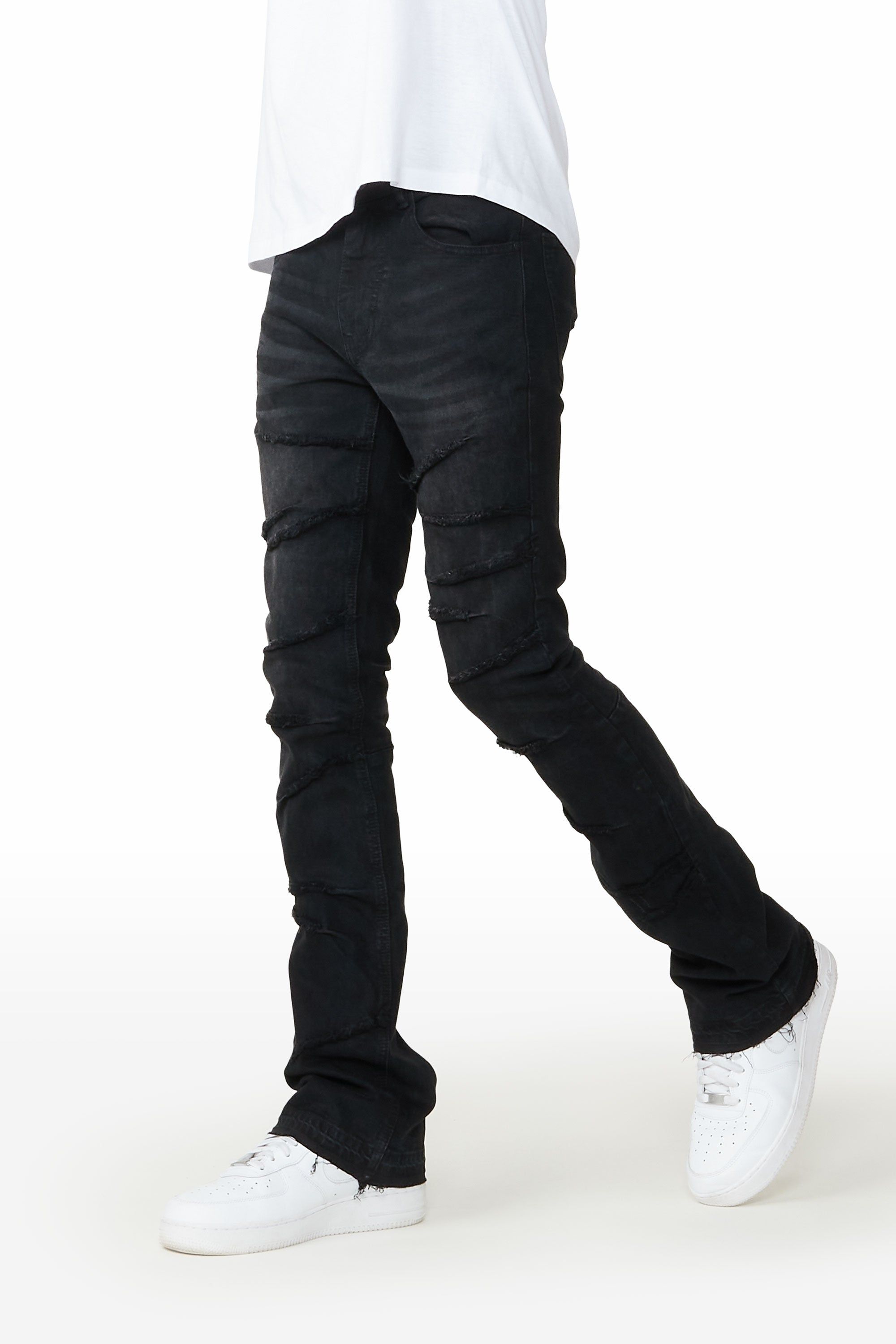 Haaken Black Stacked Flare Jean sold by Rockstar Original