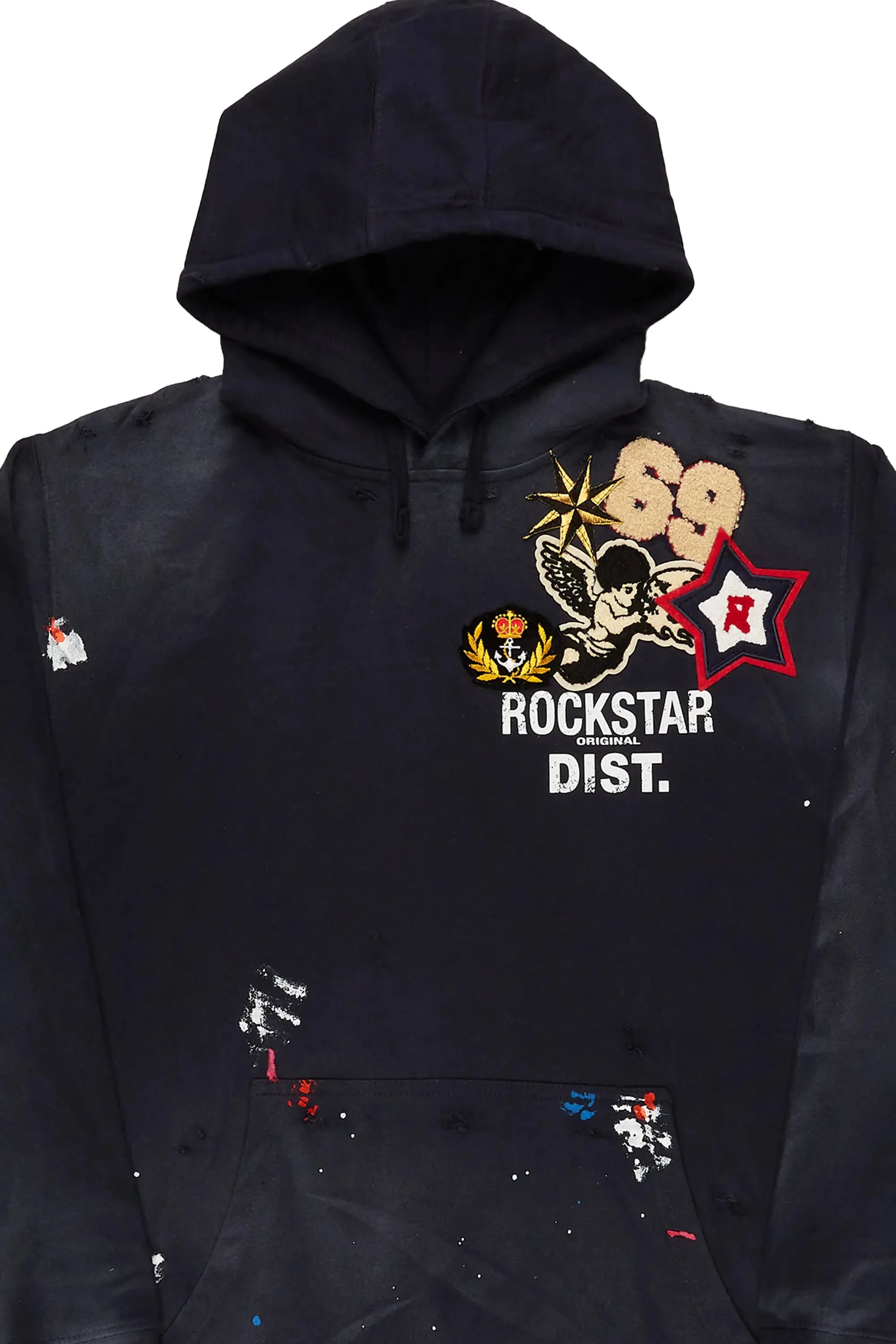 Samuel Navy Patchwork Graphic Hoodie sold by Rockstar Original product image thumbnail 3