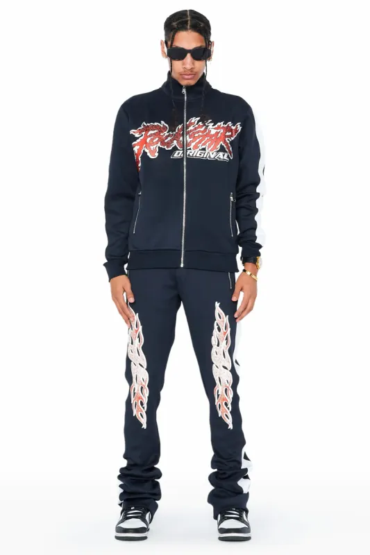 Yash Black Tricot Stacked Flare Track Set sold by Rockstar Original