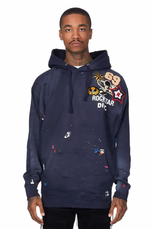 Samuel Navy Patchwork Graphic Hoodie sold by Rockstar Original