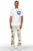 Dancho Beige Patchwork Super Stacked Flare Jean sold by Rockstar Original