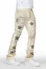 Dancho Beige Patchwork Super Stacked Flare Jean sold by Rockstar Original
