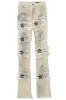 Dancho Beige Patchwork Super Stacked Flare Jean sold by Rockstar Original