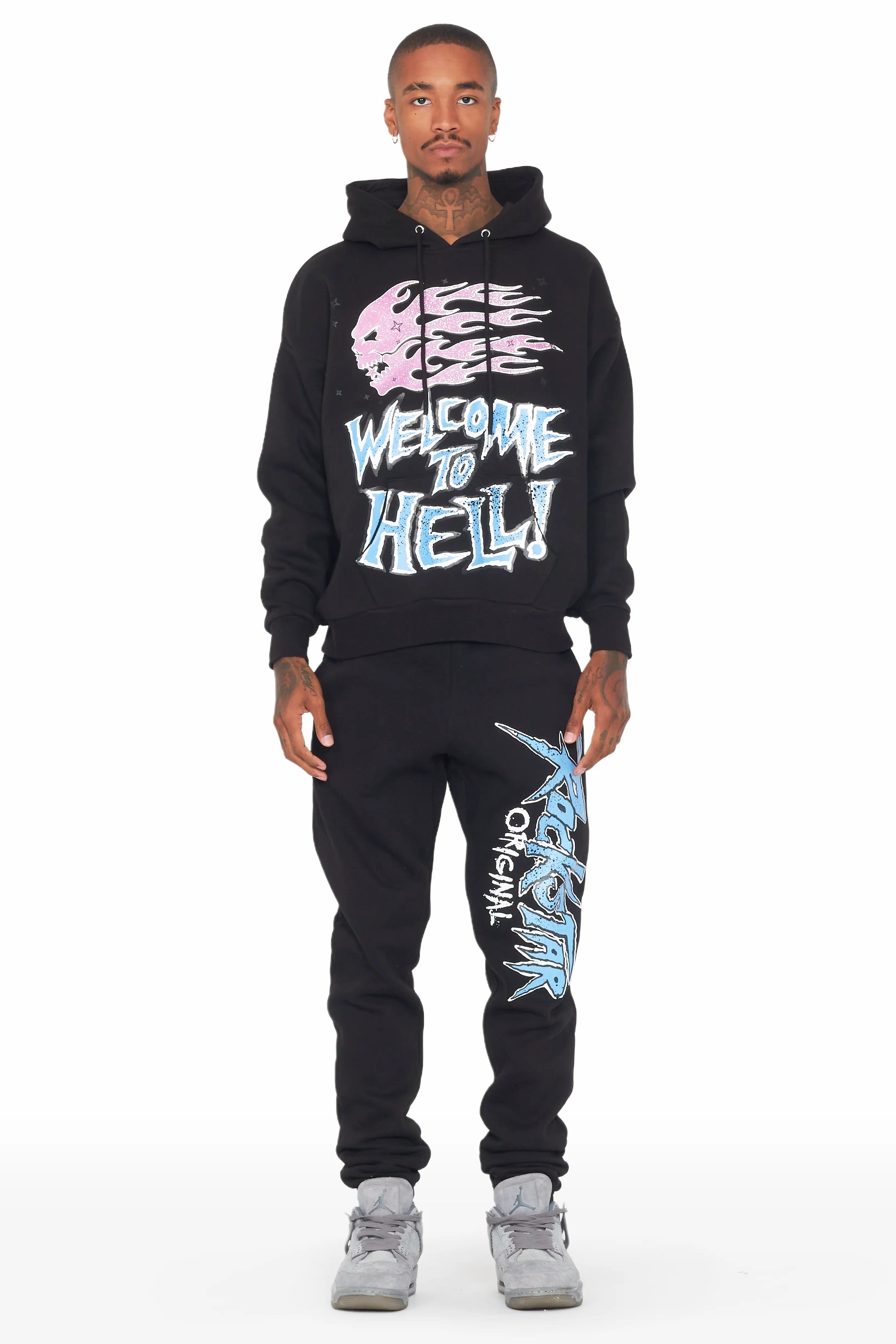 Evan Black Relaxed Fit Track Set sold by Rockstar Original