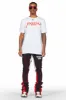 Firoz Black/Red Graphic Stacked Flare Pant sold by Rockstar Original