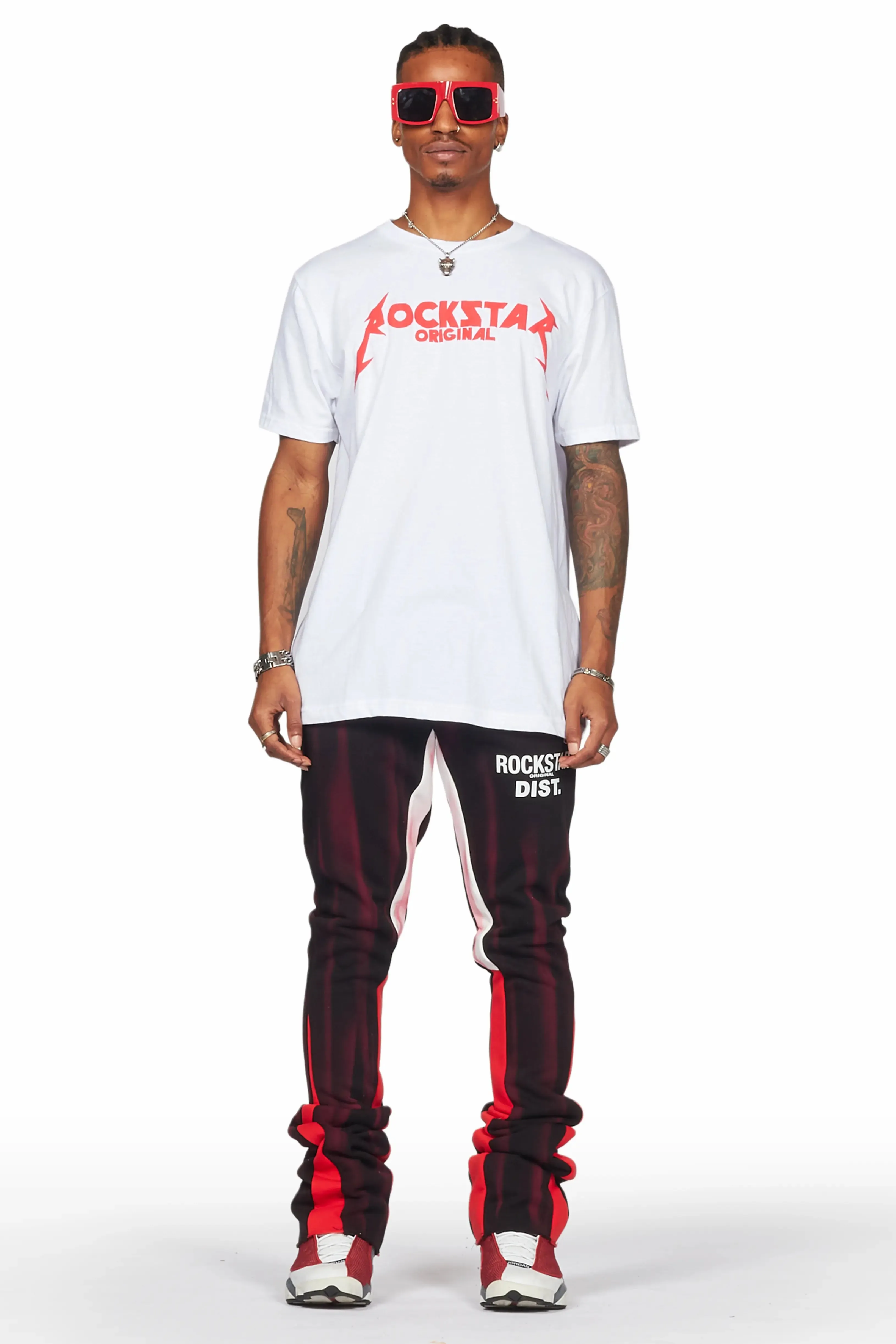 Firoz Black/Red Graphic Stacked Flare Pant sold by Rockstar Original product image thumbnail 3