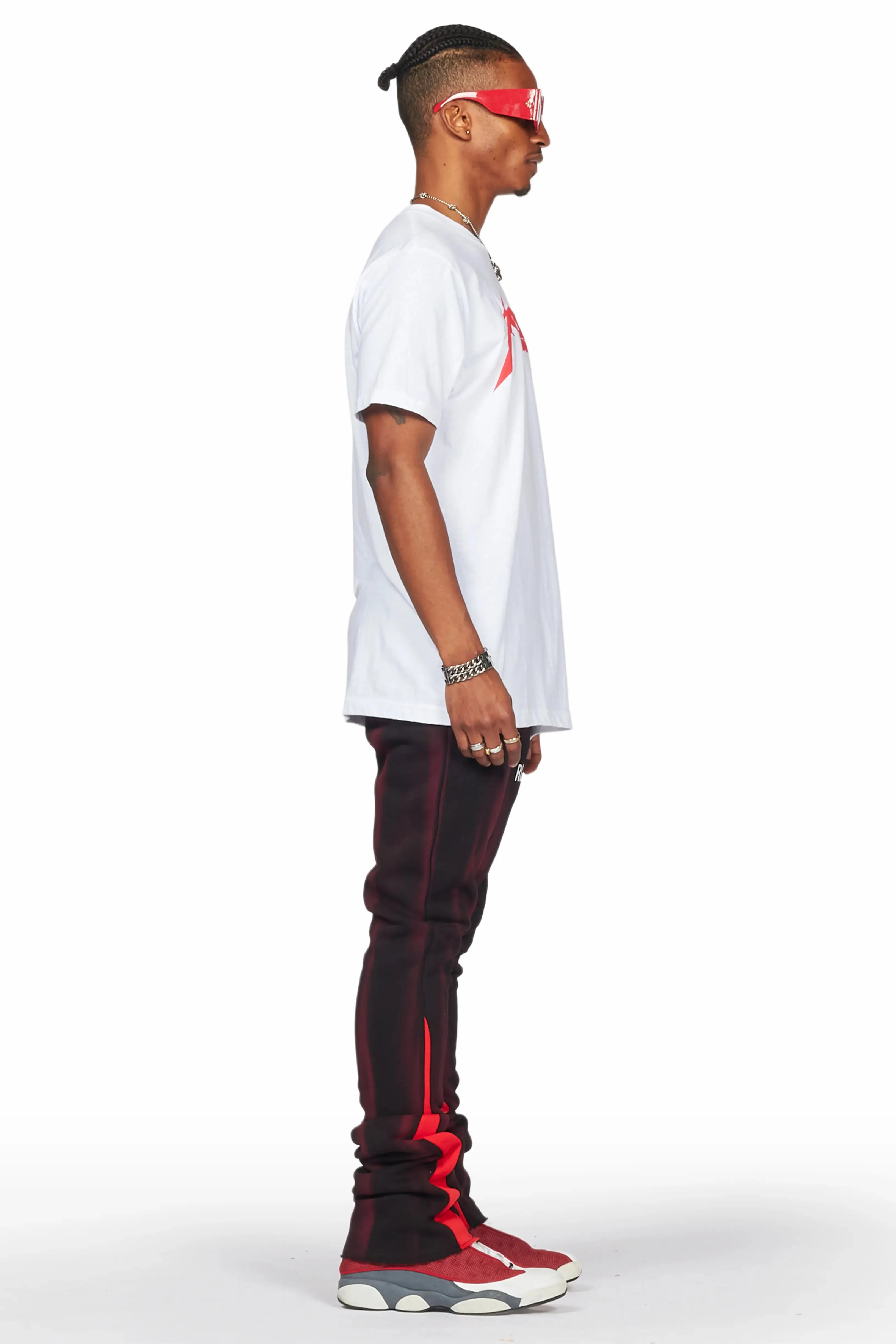 Firoz Black/Red Graphic Stacked Flare Pant sold by Rockstar Original product image thumbnail 5