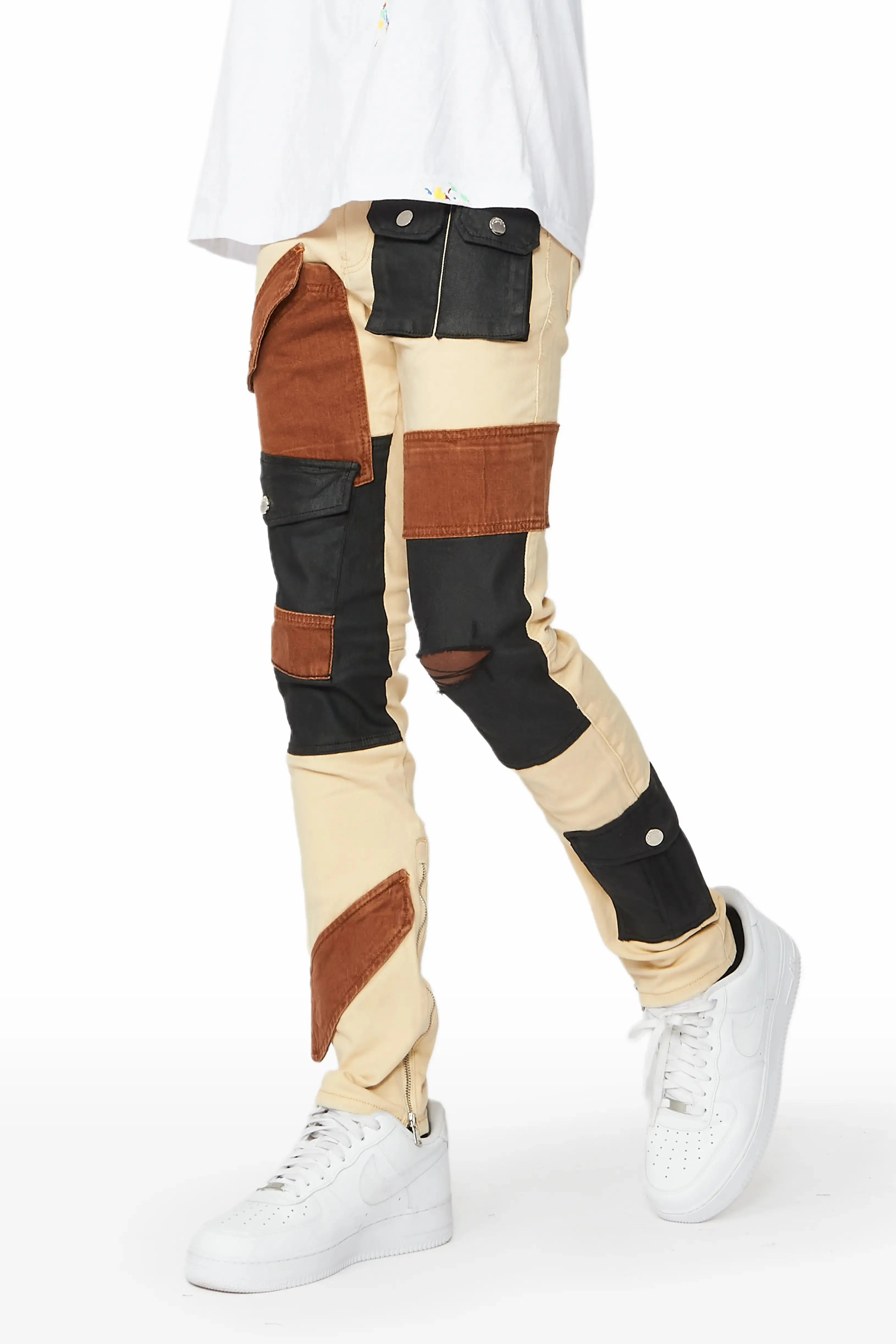 Demarcus Beige Patch Jean sold by Rockstar Original
