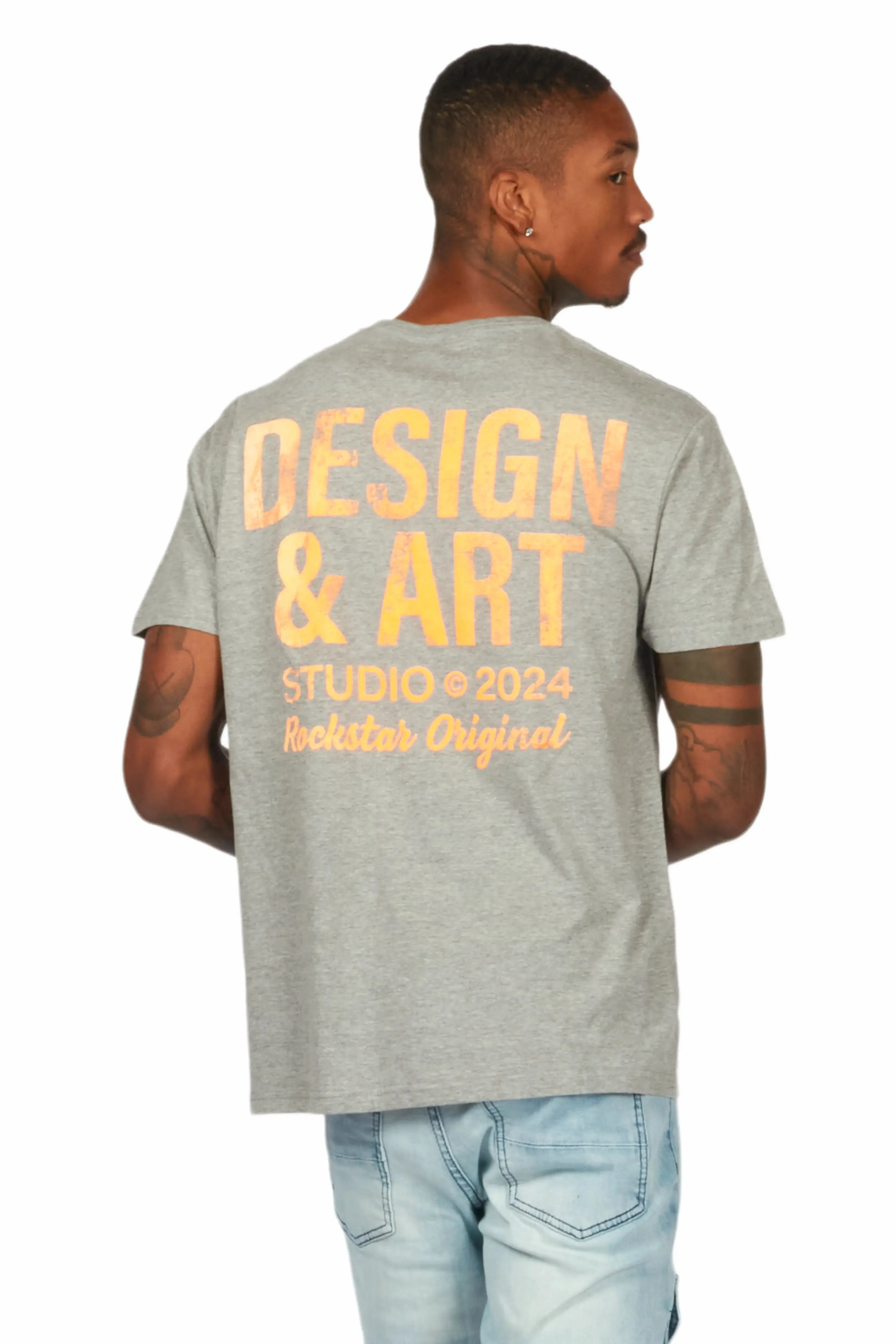 Mancha Grey/Orange Graphic T-Shirt sold by Rockstar Original product image thumbnail 3
