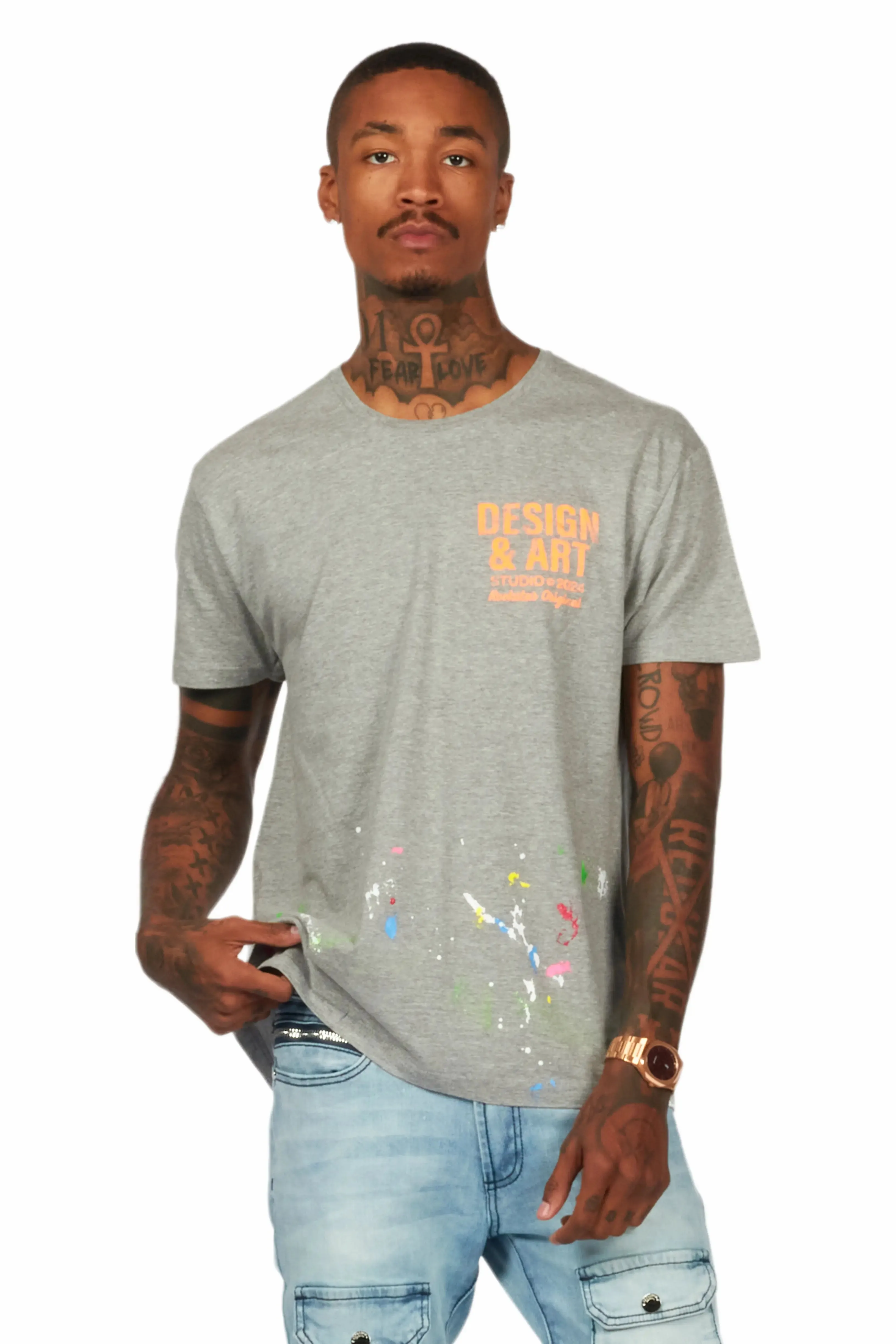 Mancha Grey/Orange Graphic T-Shirt sold by Rockstar Original product image thumbnail 2
