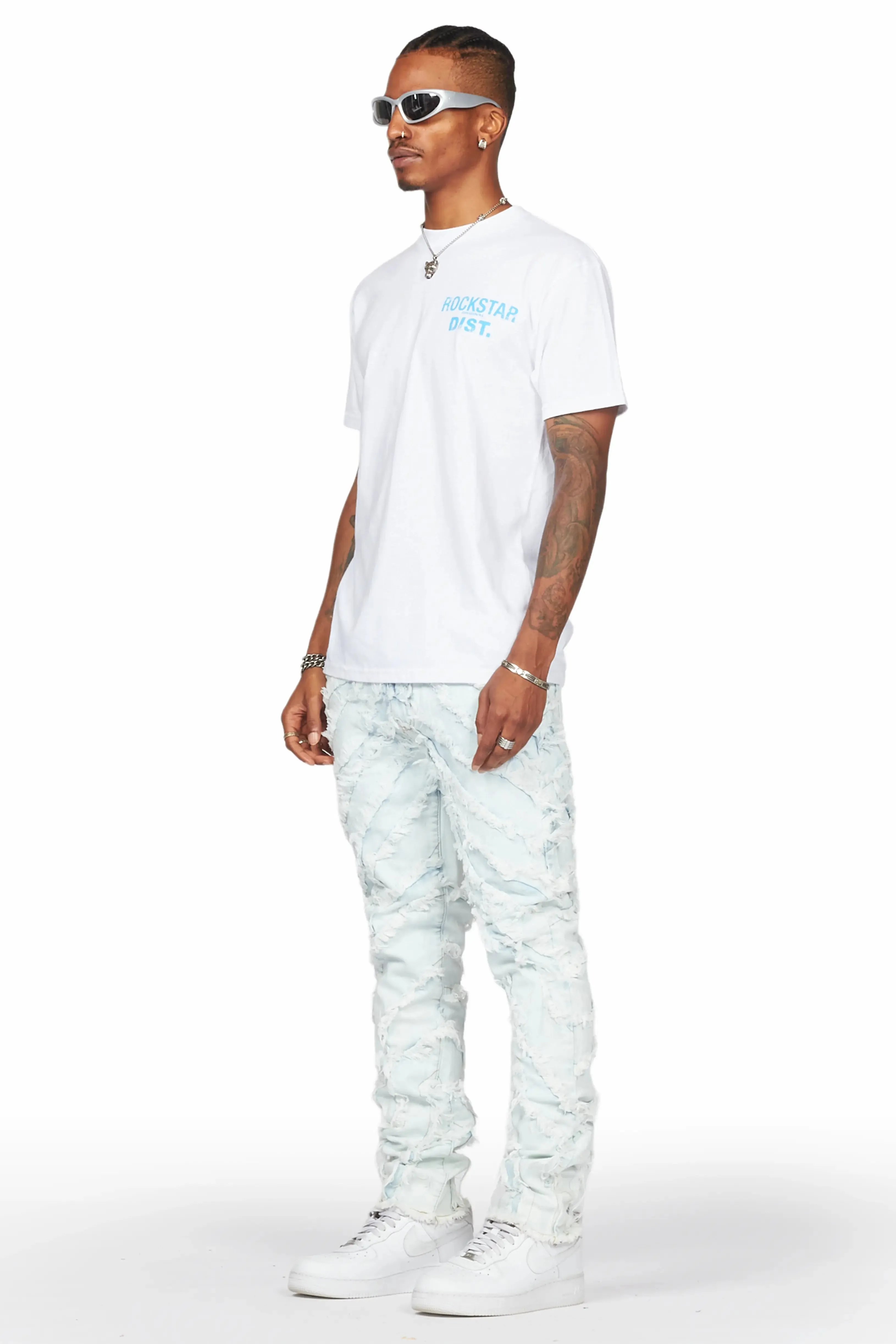 Cadiz Ice Blue Diagonal Patch Skinny Fit Jean sold by Rockstar Original product image thumbnail 4