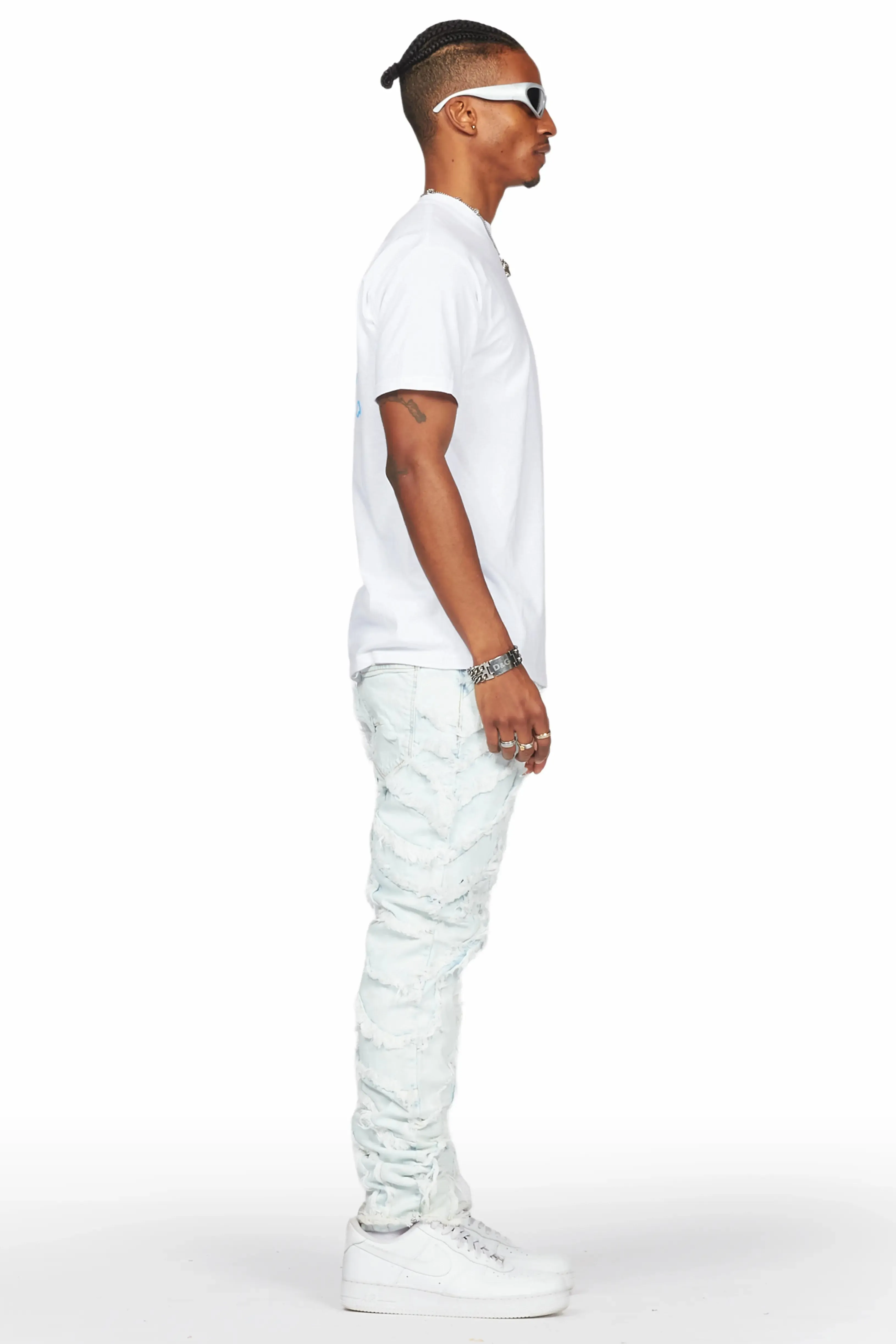 Cadiz Ice Blue Diagonal Patch Skinny Fit Jean sold by Rockstar Original product image thumbnail 5