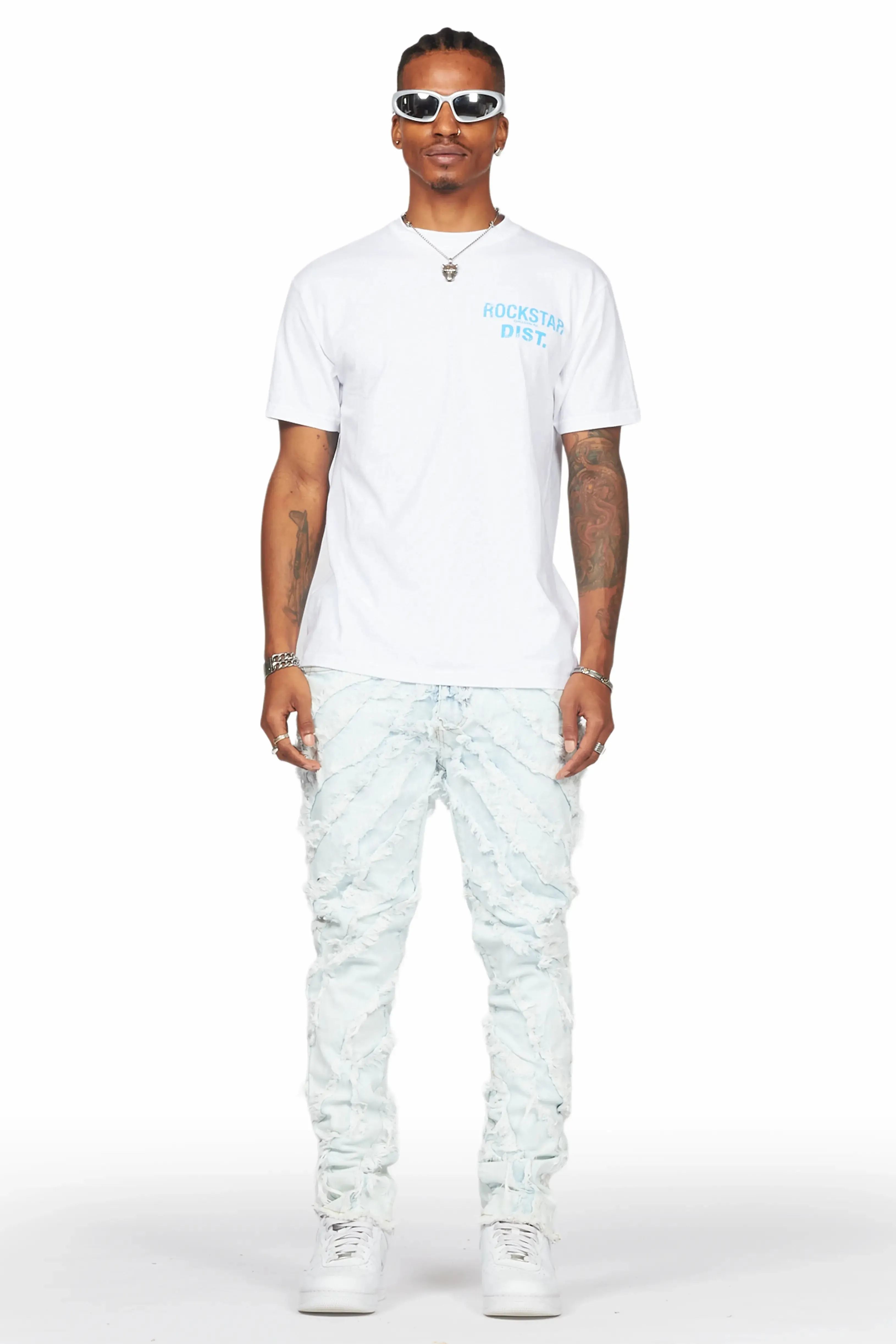 Cadiz Ice Blue Diagonal Patch Skinny Fit Jean sold by Rockstar Original product image thumbnail 3