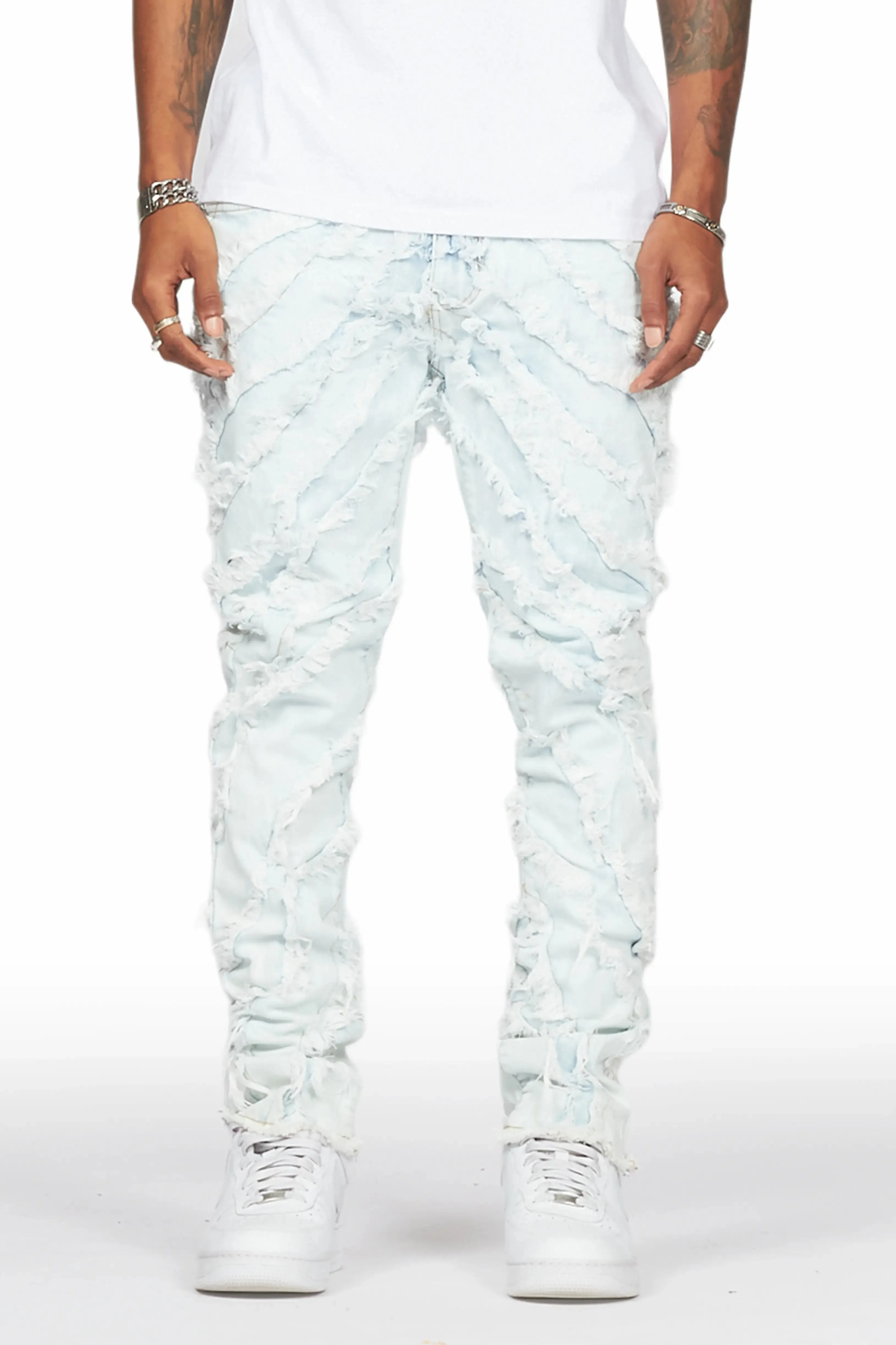 Cadiz Ice Blue Diagonal Patch Skinny Fit Jean sold by Rockstar Original