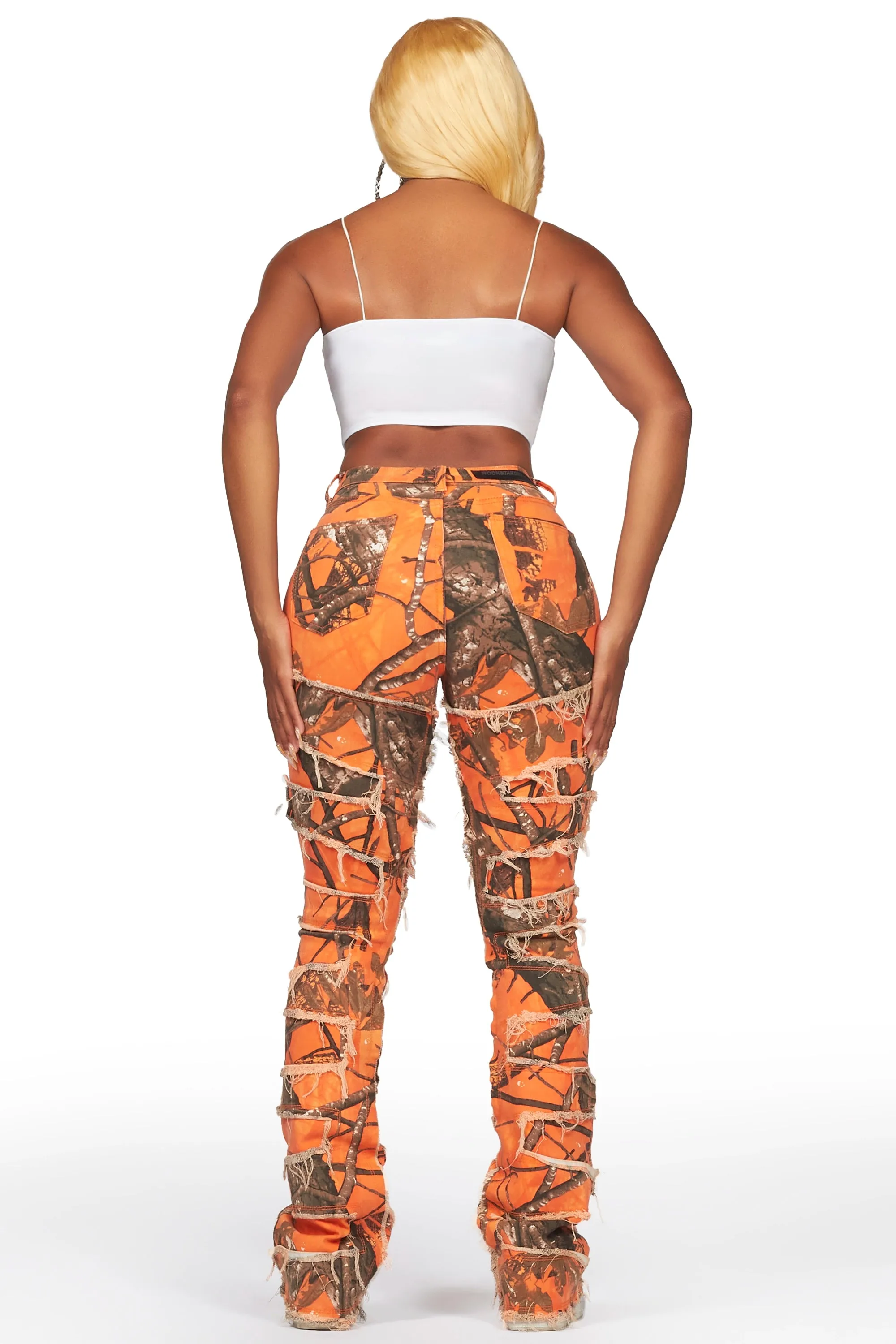 Zariyah Orange Tree Camo Stacked Flare Jean sold by Rockstar Original product image thumbnail 3